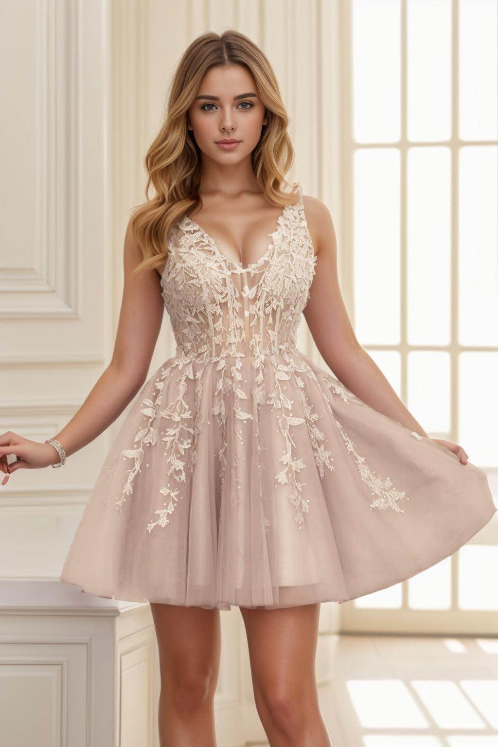 A-line Short-Mini Tulle Prom Dress CS0410
