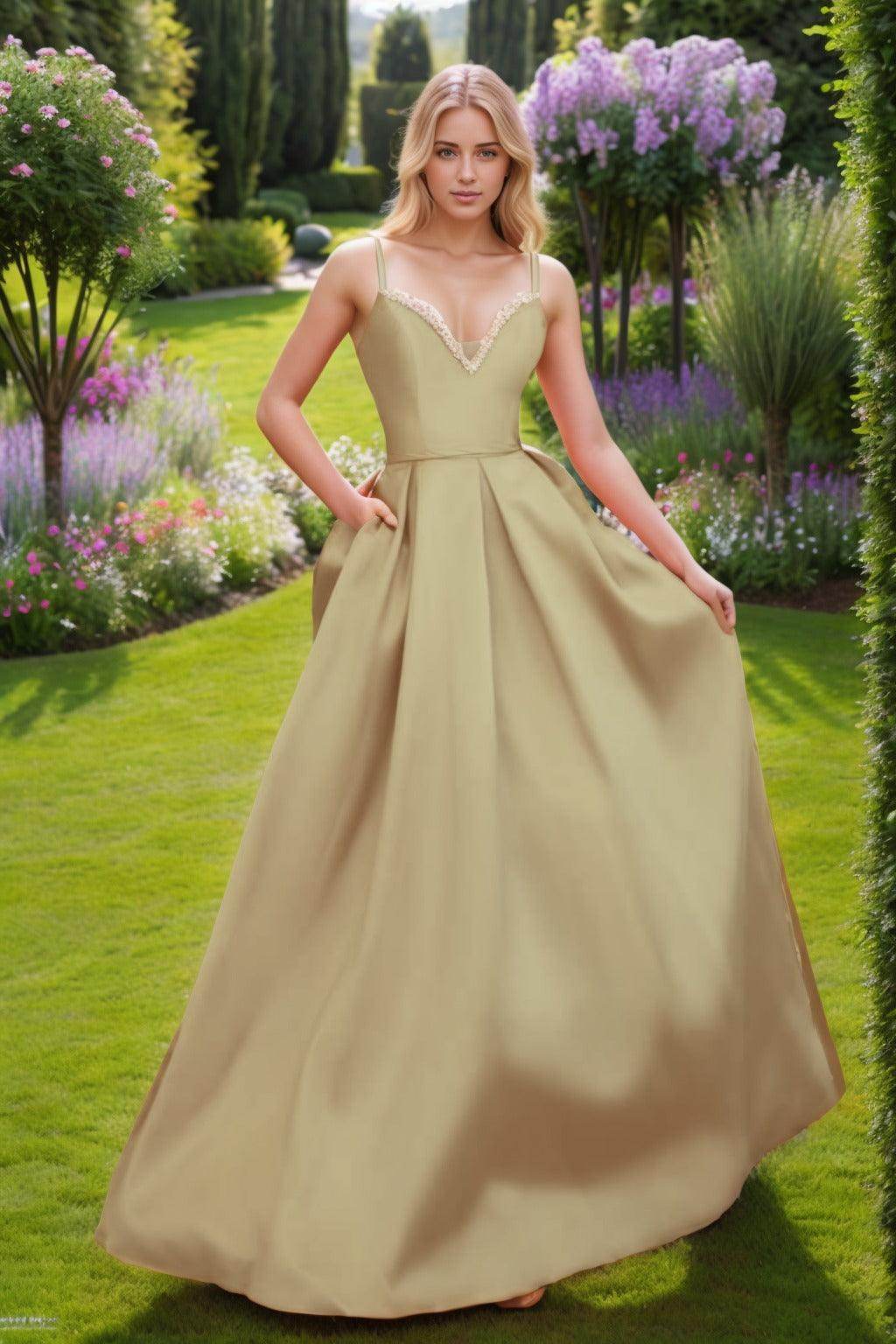 A-Line Floor Length Satin Prom Dress CS0451