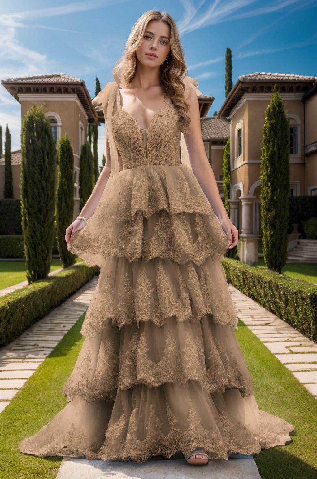 Ball Gown Sweep-Brush Train Tulle Prom Dress CS0461