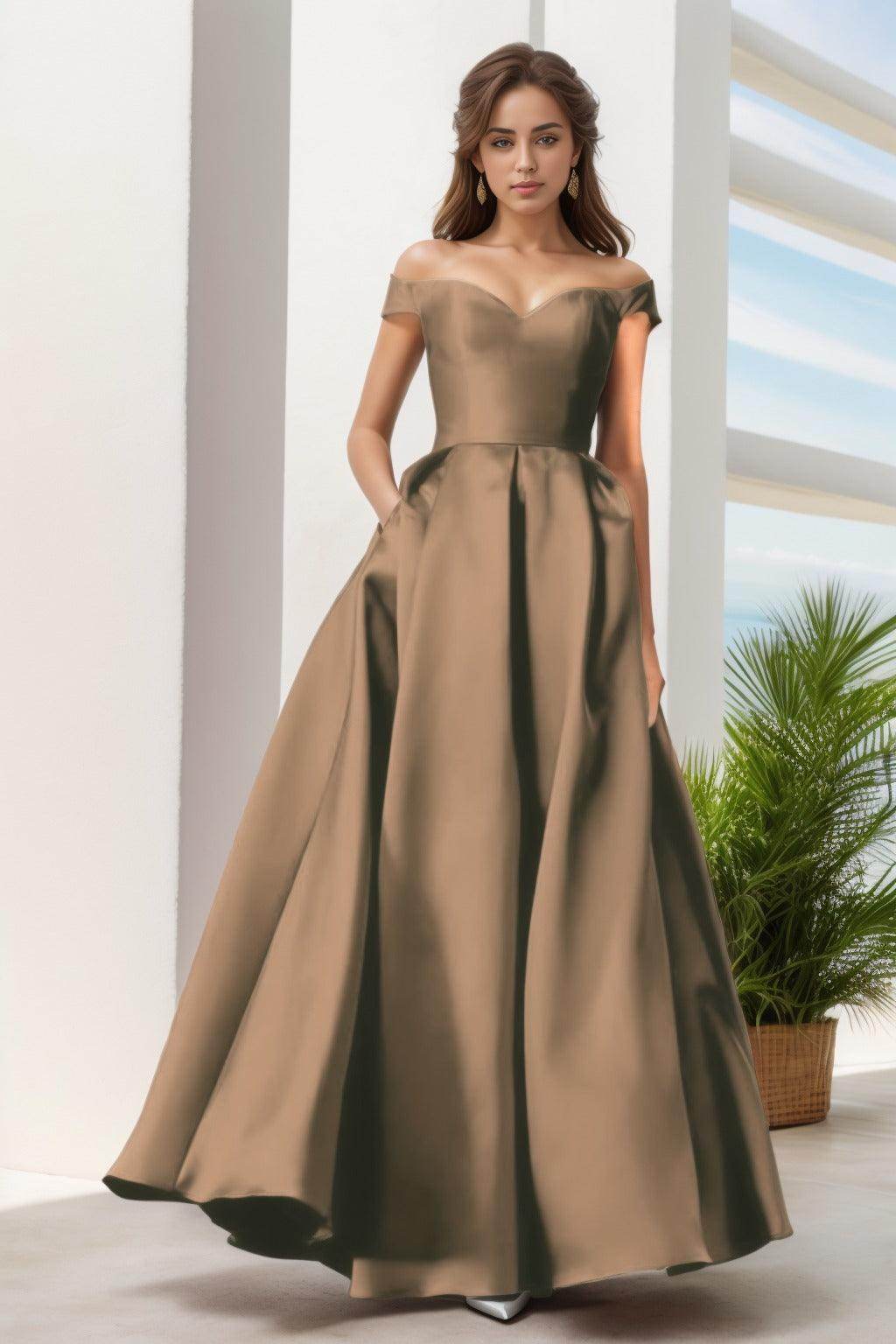 A-Line Floor Length Satin Prom Dress CS0408
