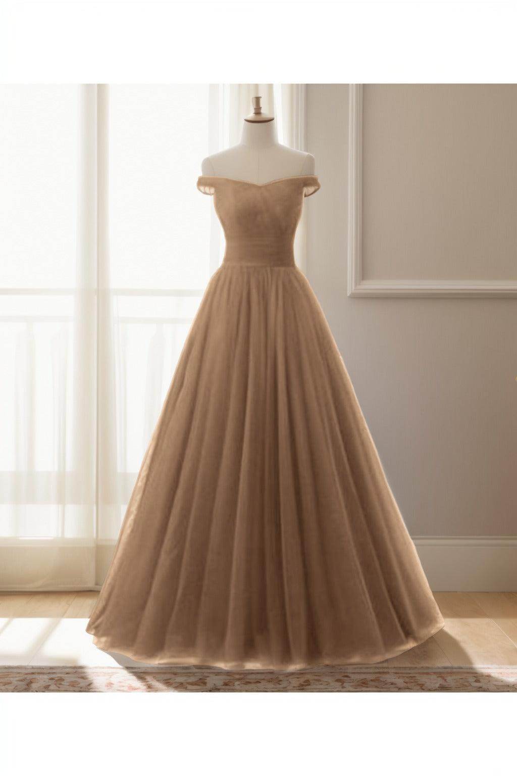 A-Line Floor Length Tulle Prom Dress CS0459