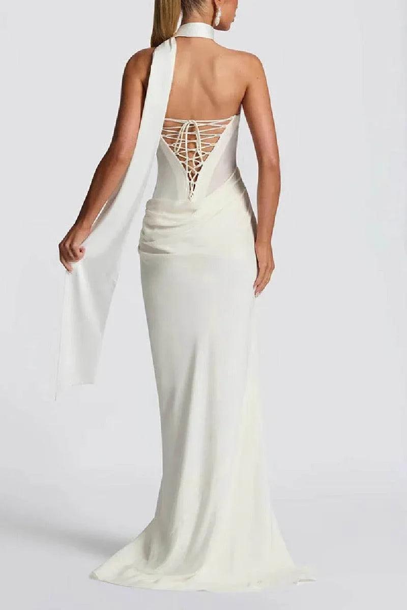 Sheath-Column Sweep-Brush Train Elastic Silk like Satin Formal Evening Dress 972310810695