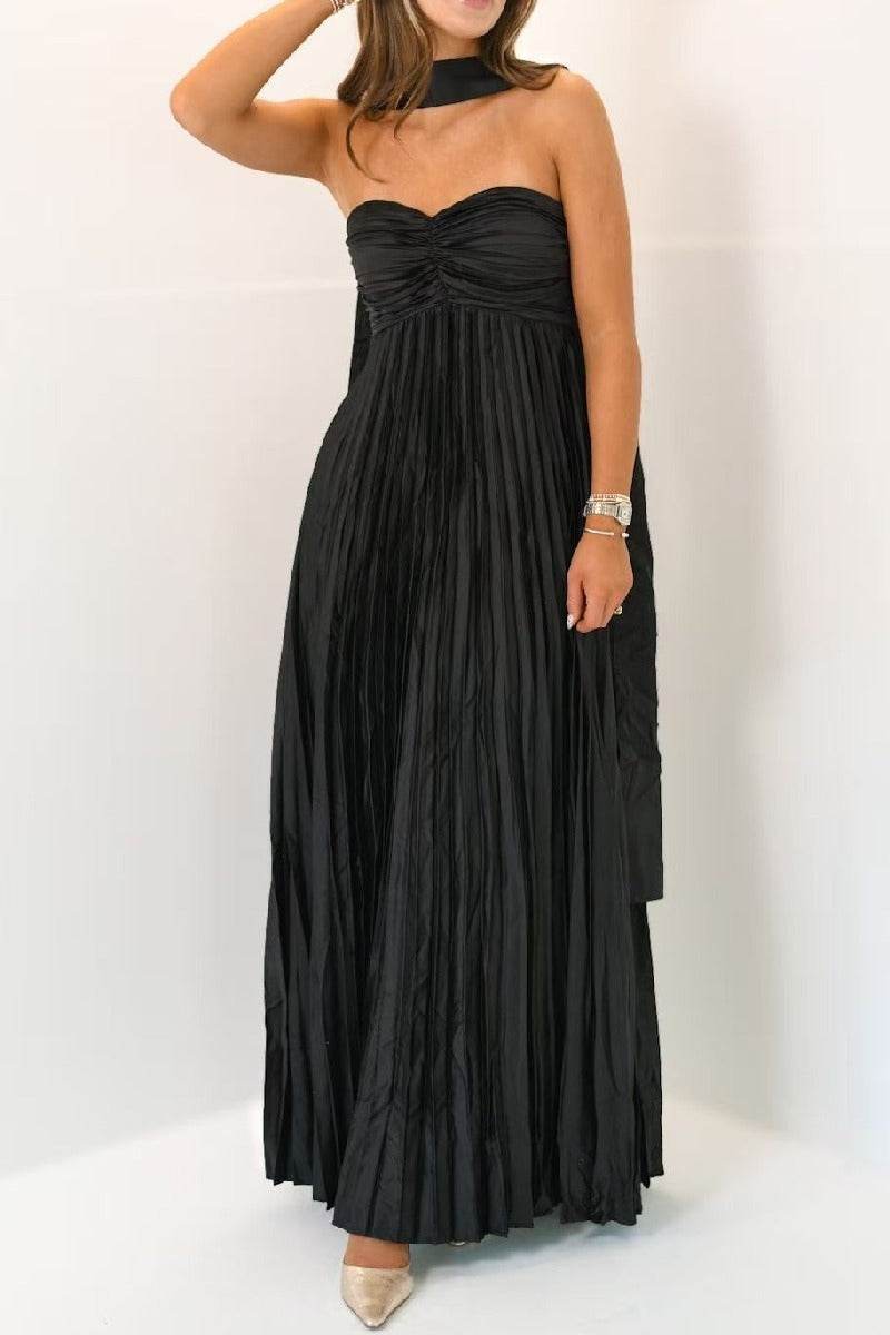 A-line Maxi Pleated Spandex Satin Formal Evening Dresses 937501662612