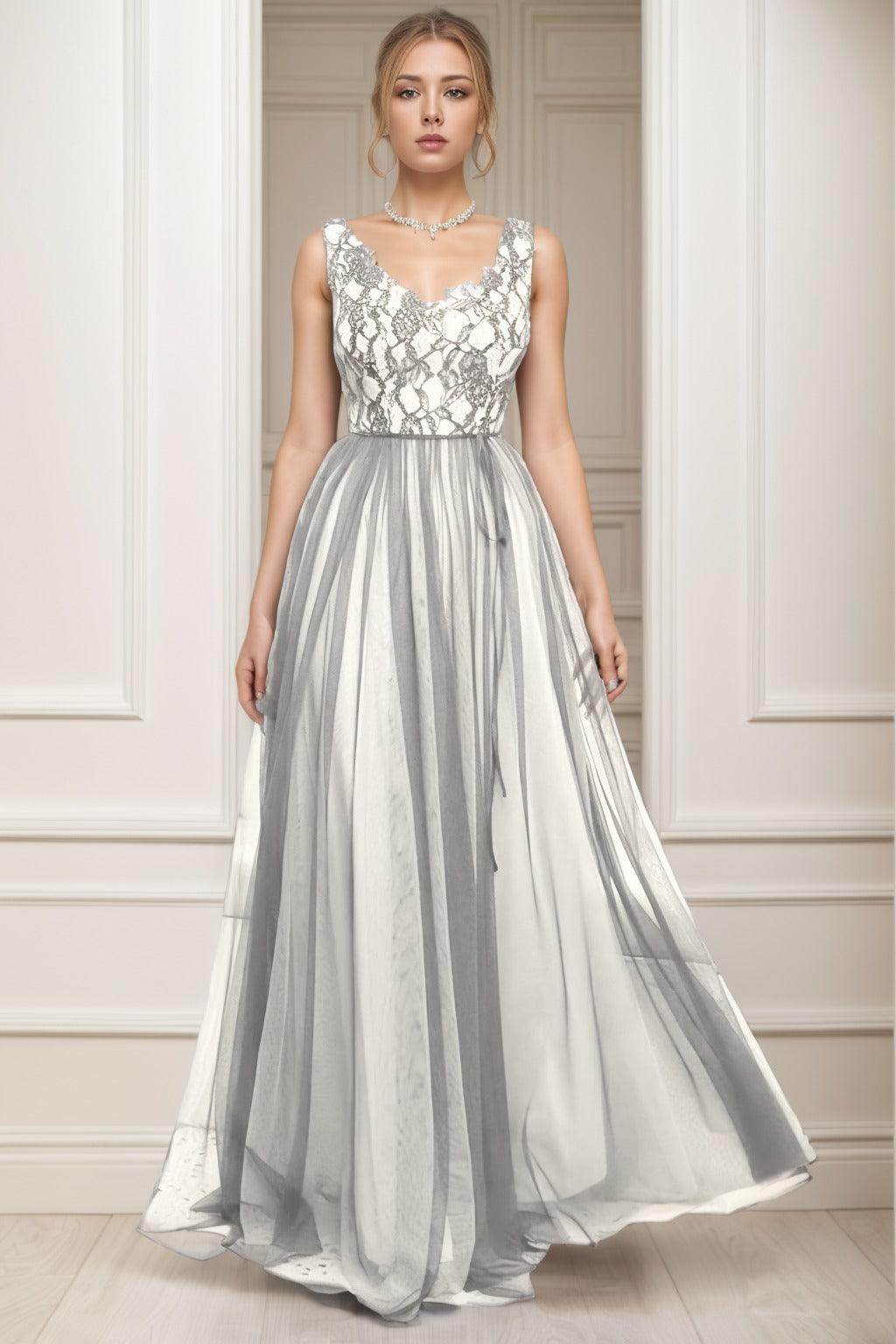 A-Line Sweep-Brush Train Tulle Prom Dress CS0466