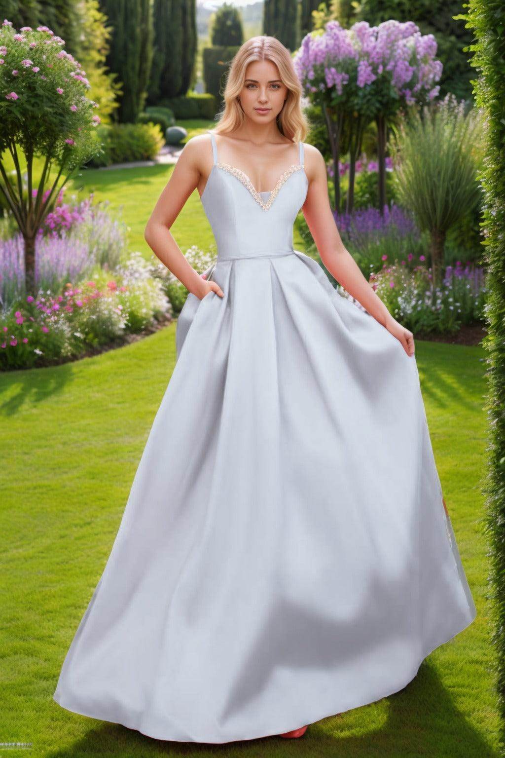 A-Line Floor Length Satin Prom Dress CS0451