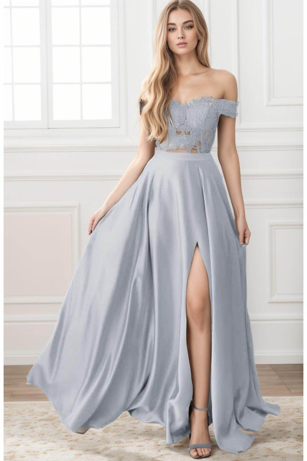 A-Line Sweep-Brush Train Elastic Satin Prom Dress CS0414