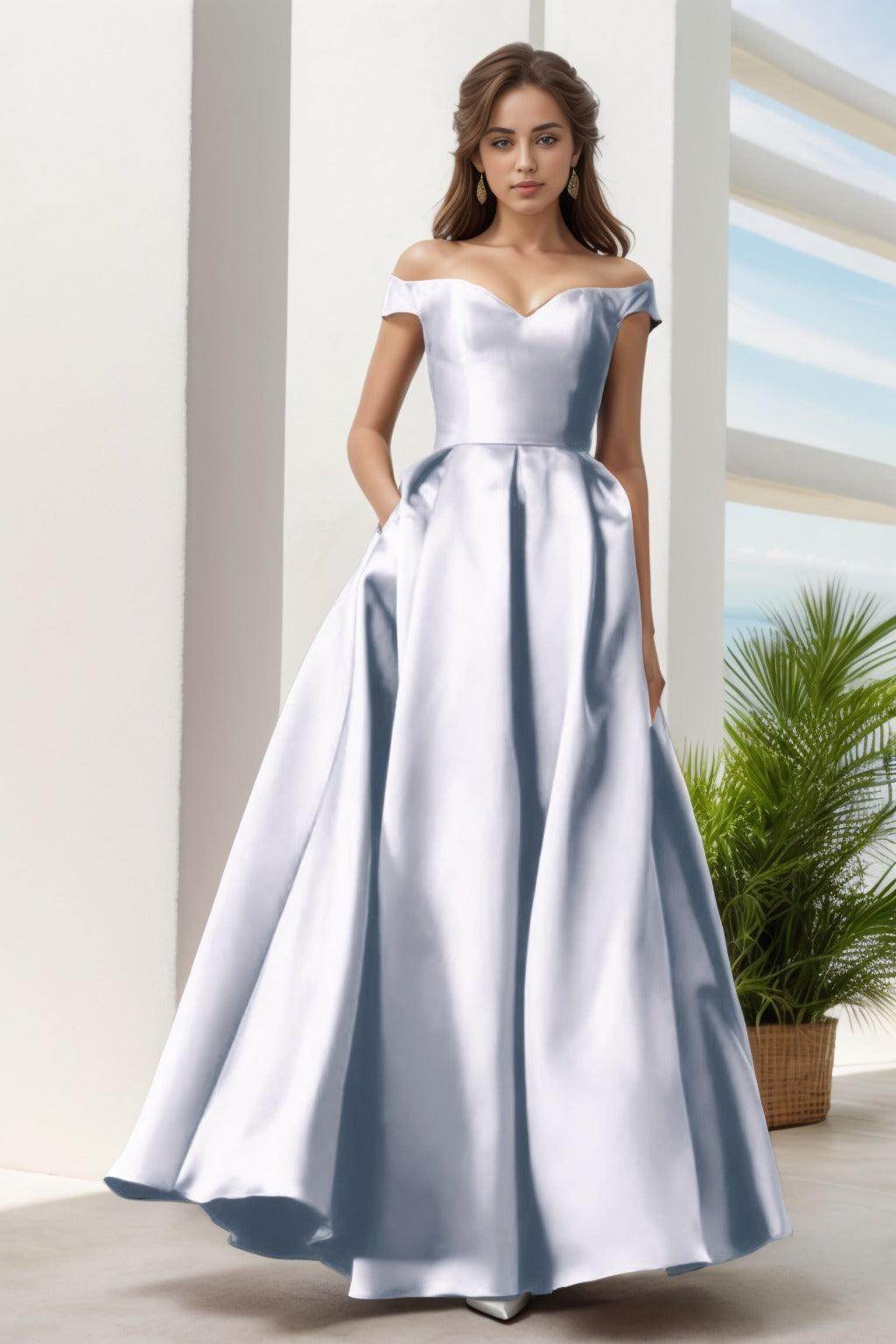 A-Line Floor Length Satin Prom Dress CS0408