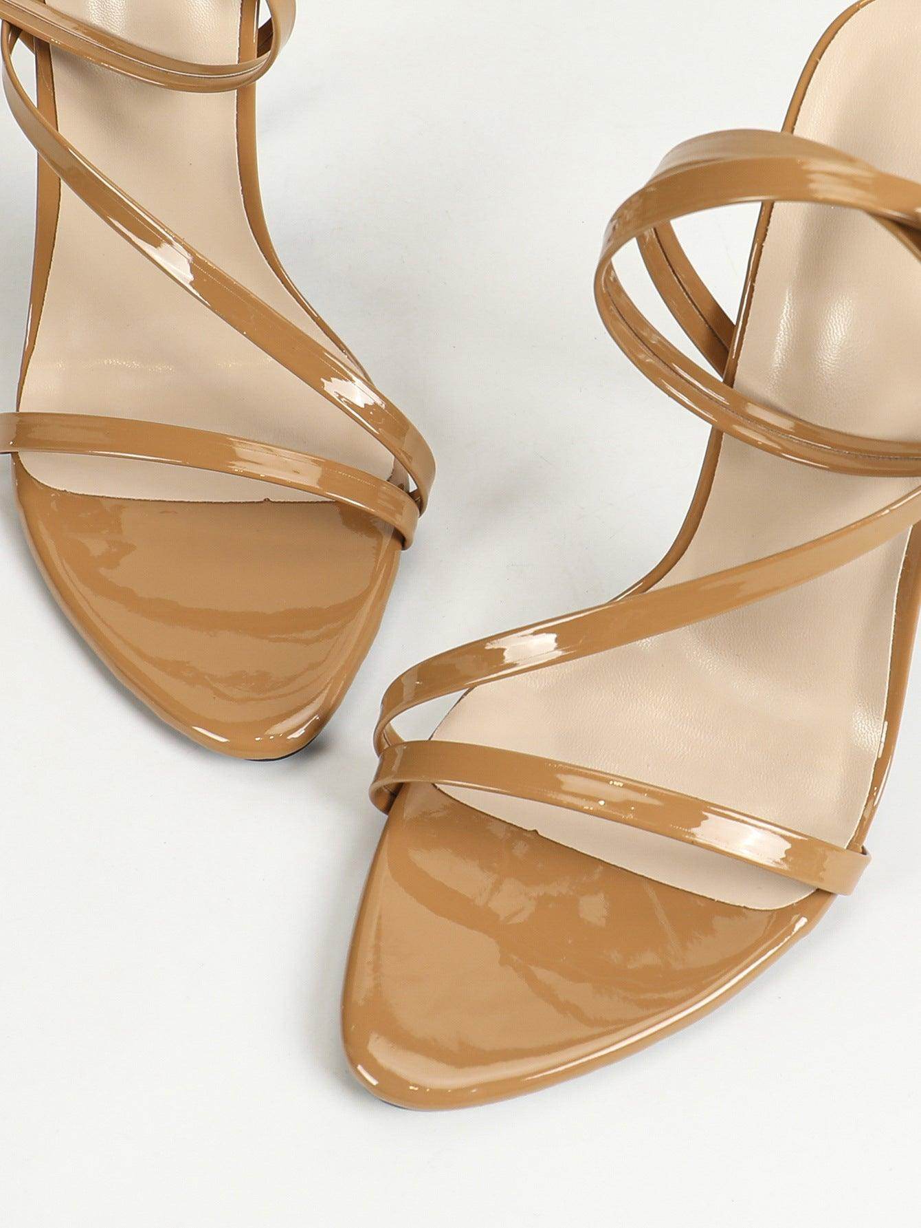Faux Leather Ankle Strap Pointy Stiletto Heels 818162082641
