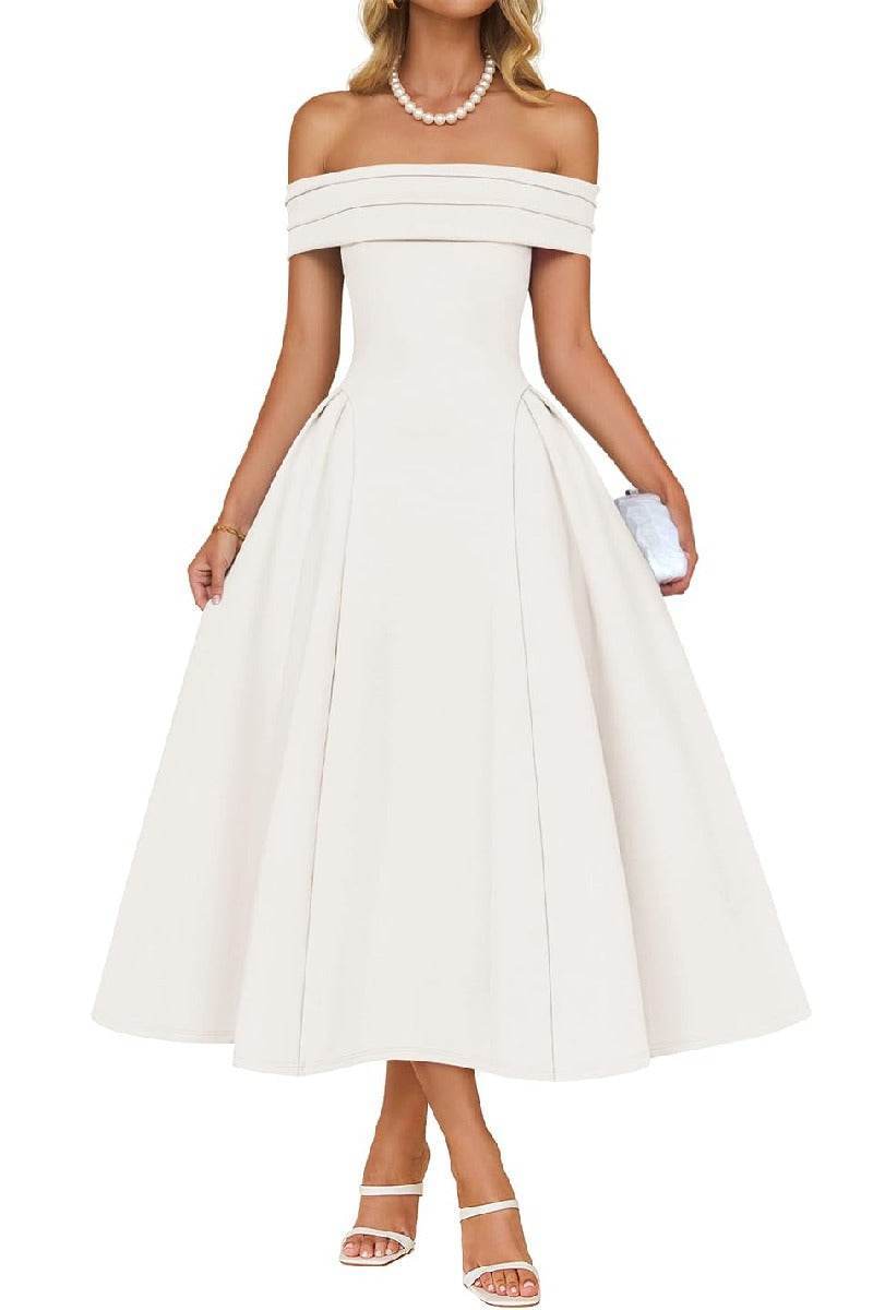 A-Line Midi Satin Formal Wedding Guest Dresses B0DS8NJRR3