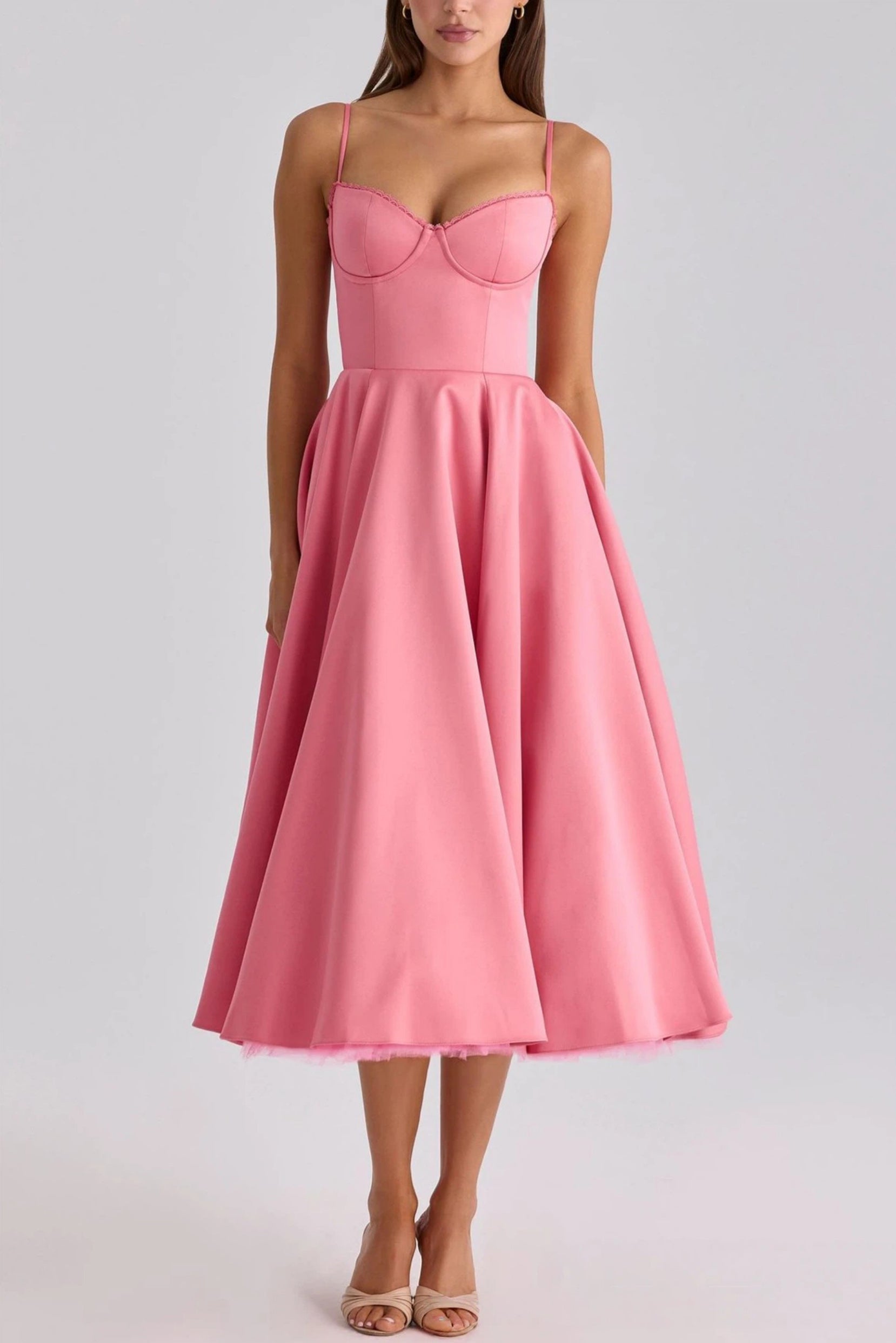 A-line Midi Satin Formal Evening Dresses 803510185058