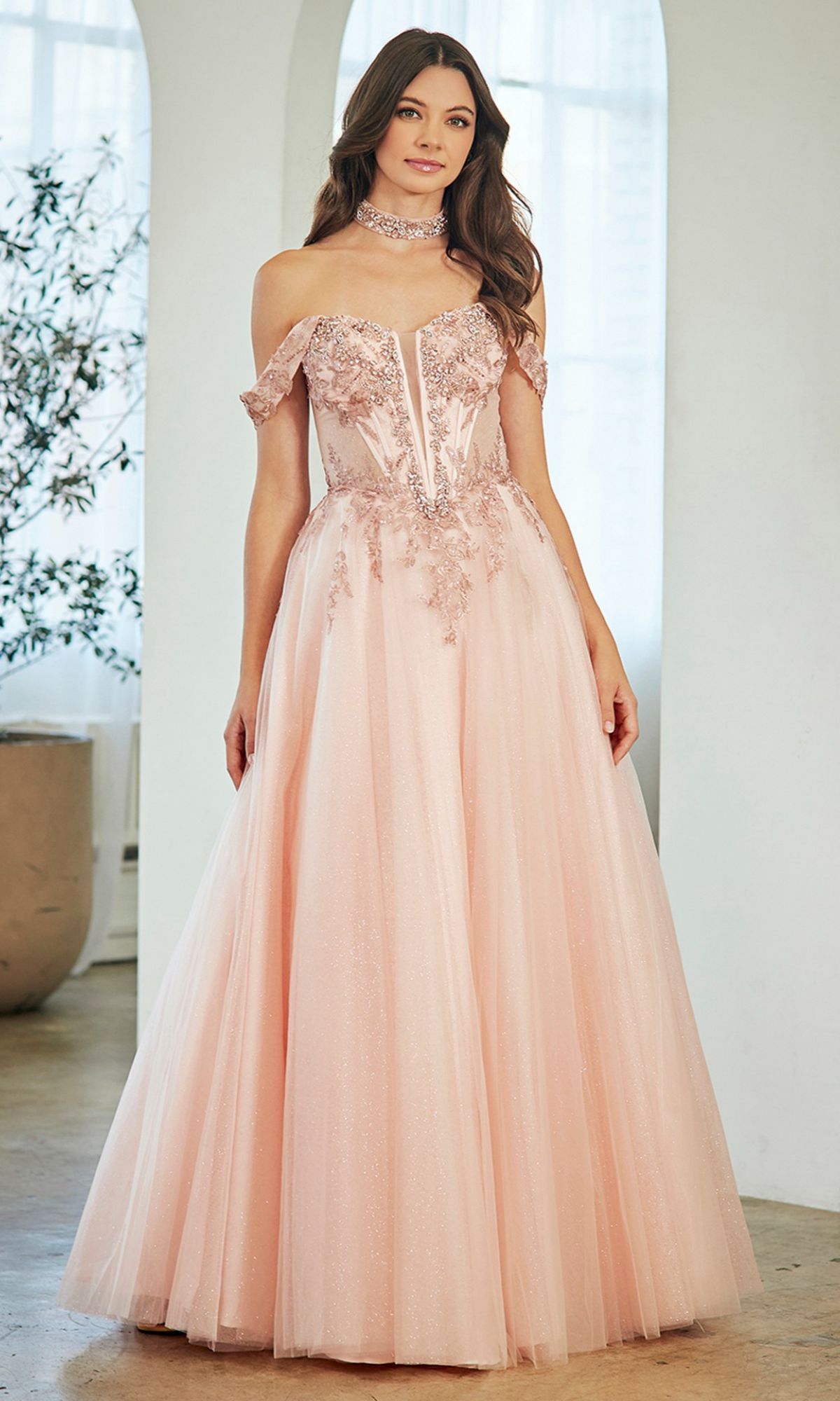 A-Line Glitter Prom Gown: Amelia Couture 8065