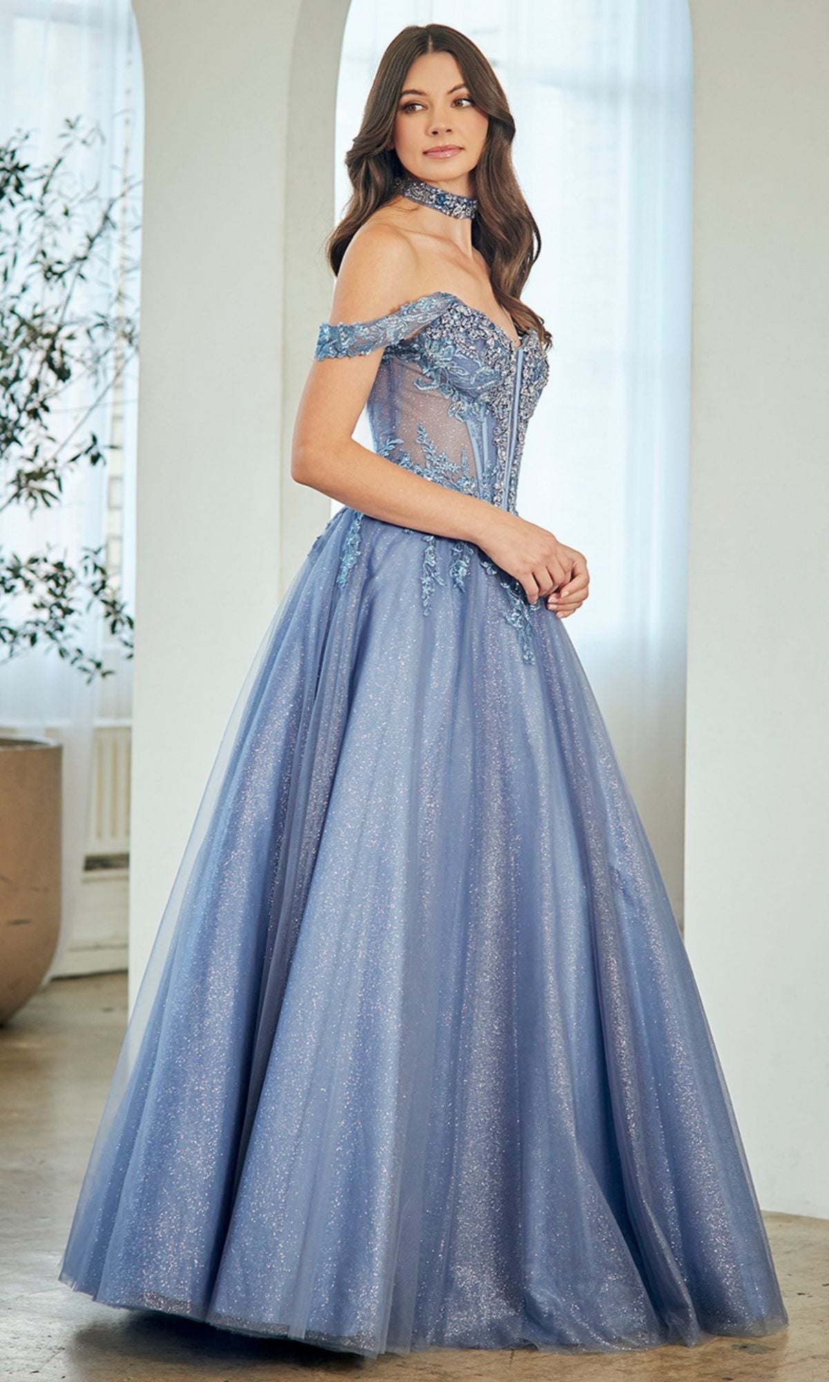 A-Line Glitter Prom Gown: Amelia Couture 8065
