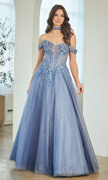 A-Line Glitter Prom Gown: Amelia Couture 8065