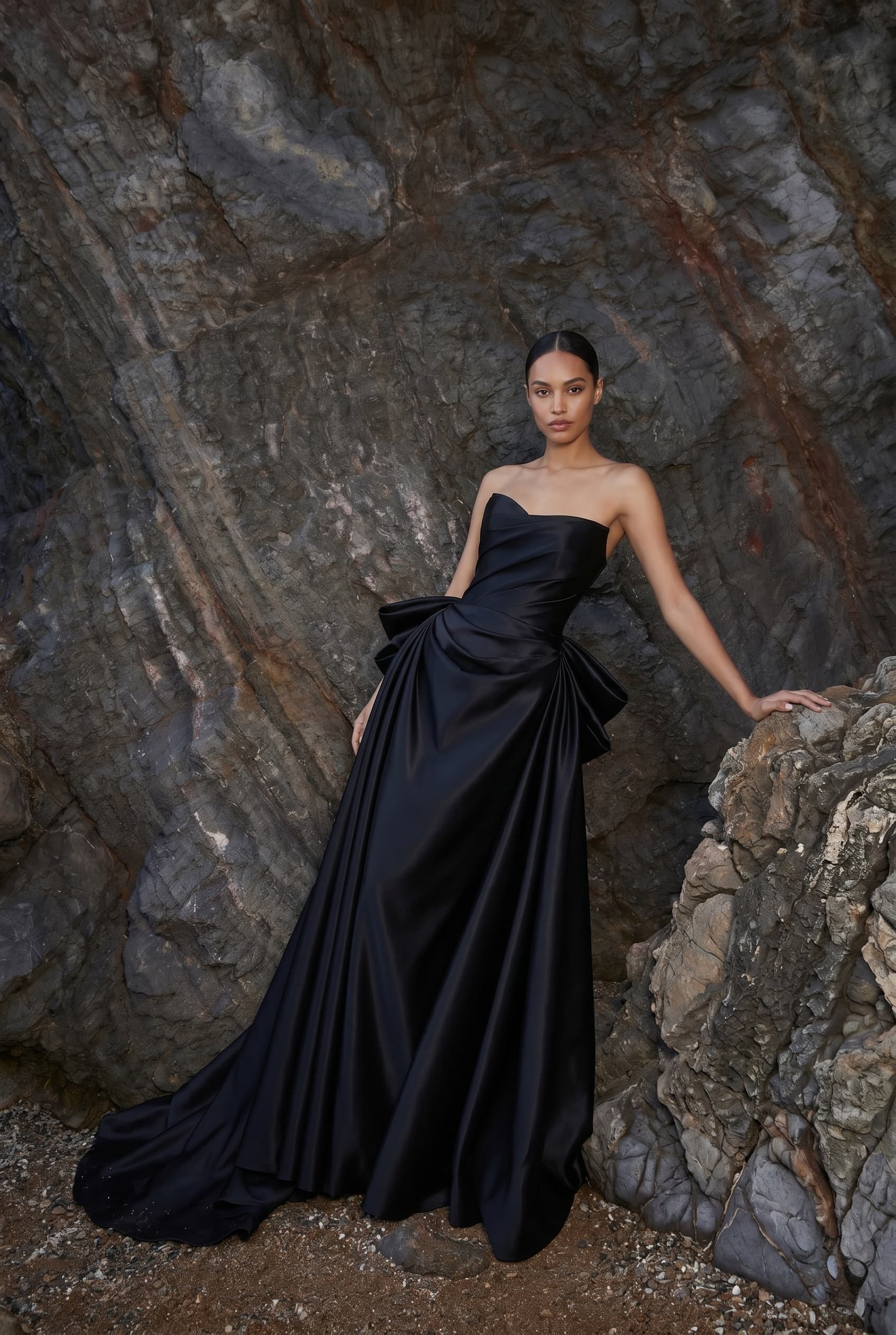 A-Line Sweep-Brush Train Mikado Wedding Dress 814546469493