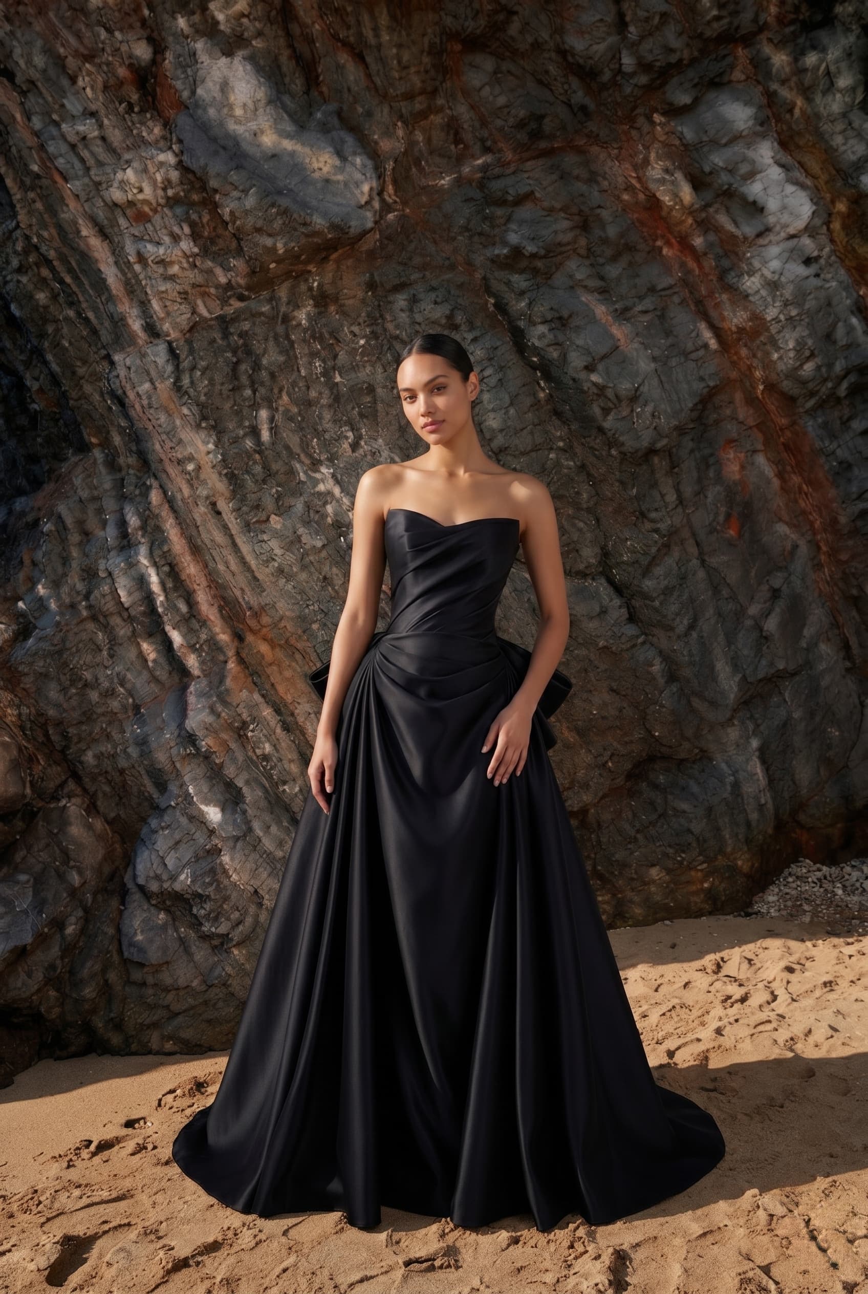 A-Line Sweep-Brush Train Mikado Wedding Dress 814546469493
