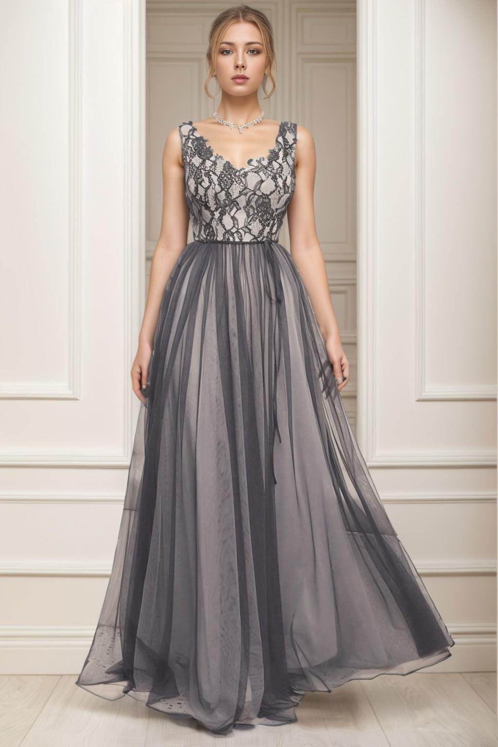 A-Line Sweep-Brush Train Tulle Prom Dress CS0466
