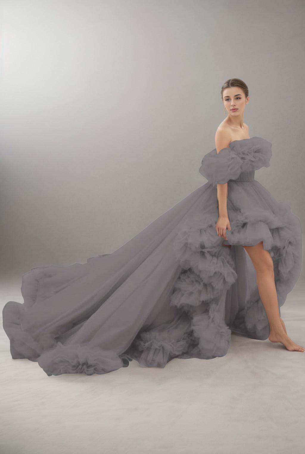 A-Line Court Train Tulle Prom Dress CS0406