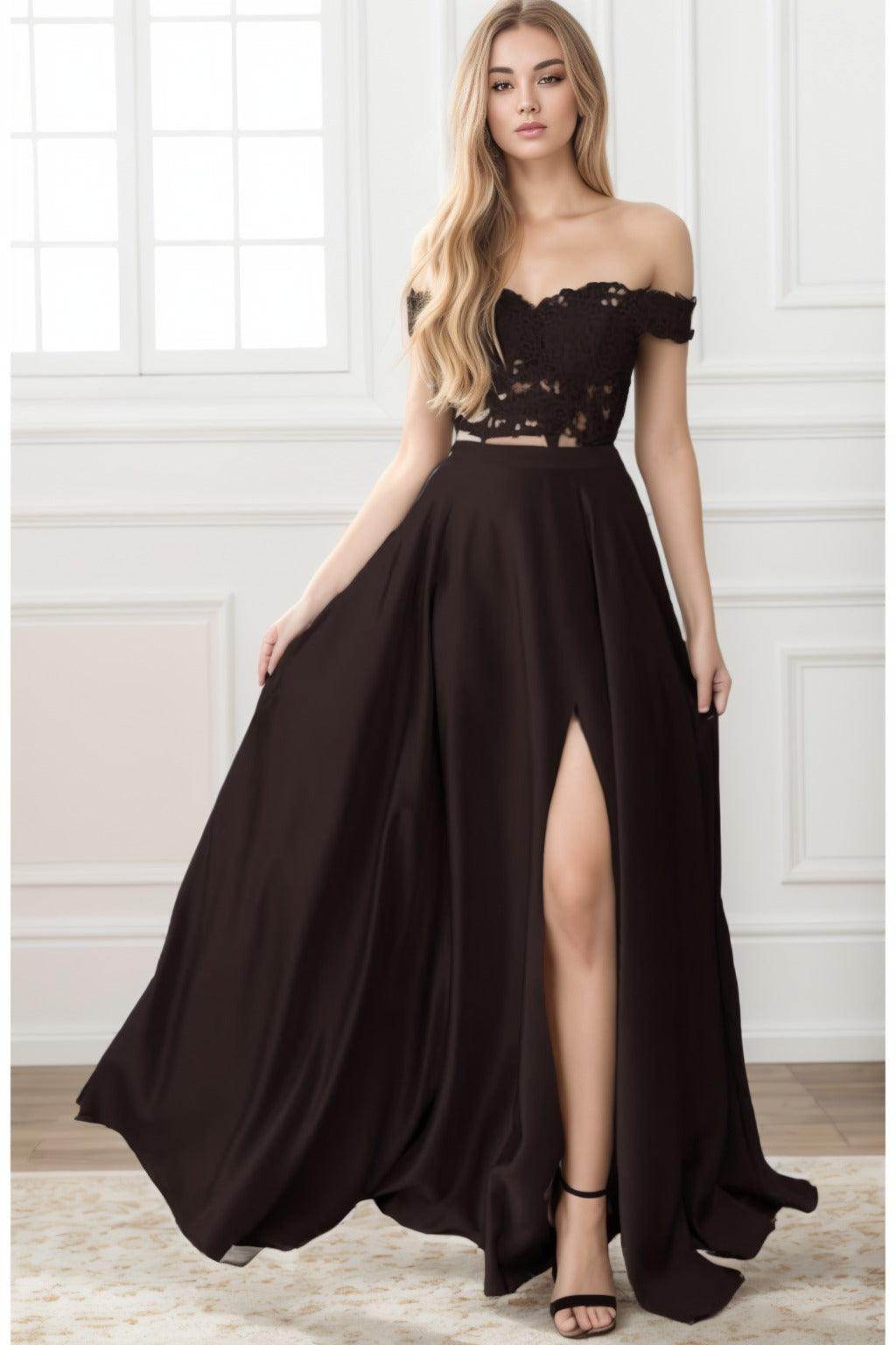 A-Line Sweep-Brush Train Elastic Satin Prom Dress CS0414