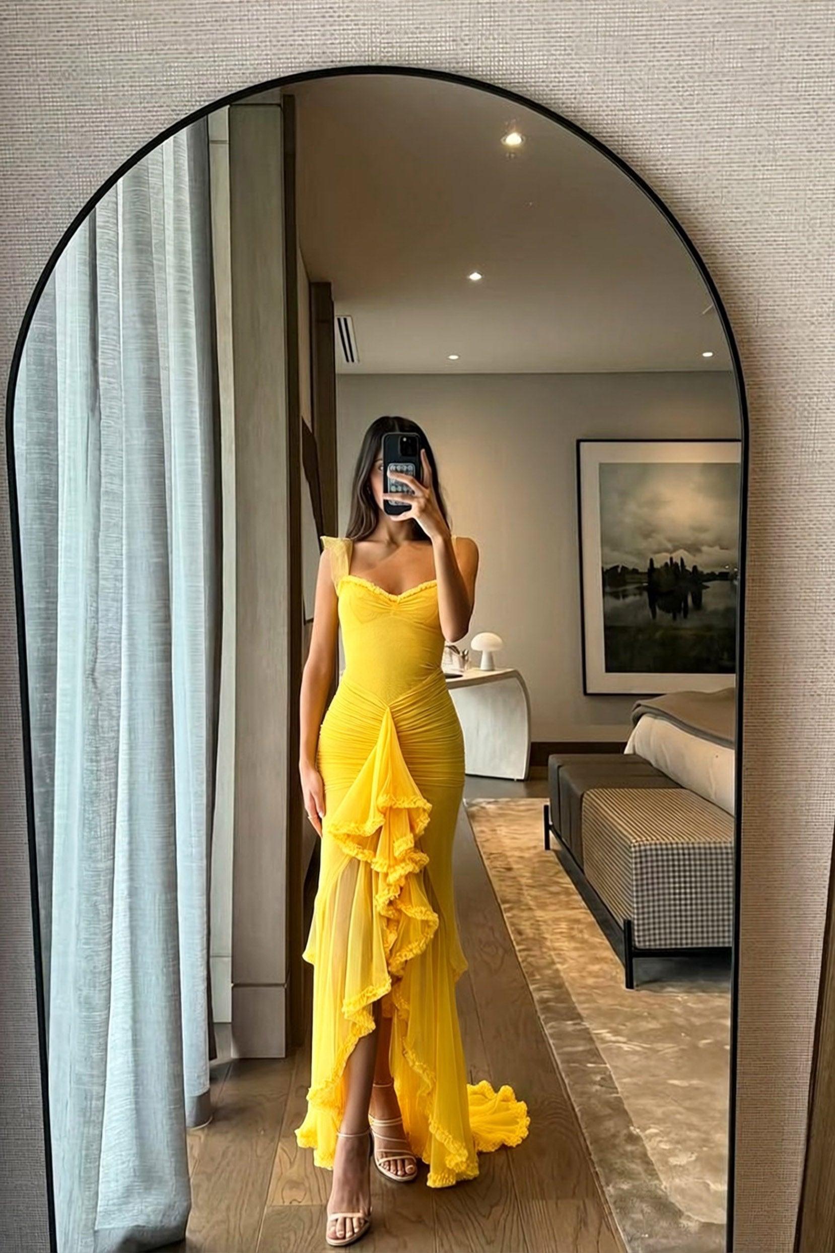 Trumpet-Mermaid High-Low Tulle Semi Formal Wedding guest dresses 833386514721