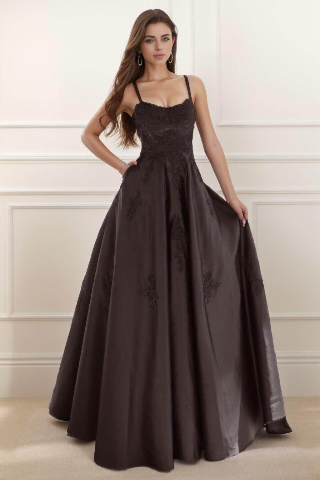 A-Line Floor Length Satin Prom Dress CS0458