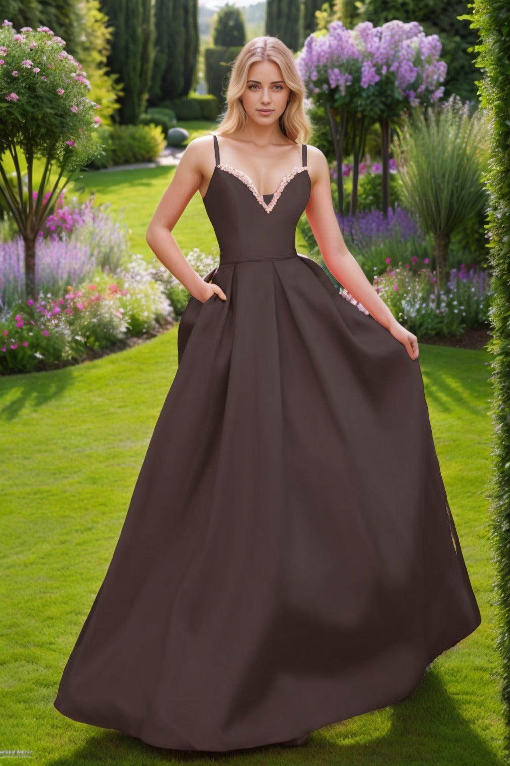 A-Line Floor Length Satin Prom Dress CS0451