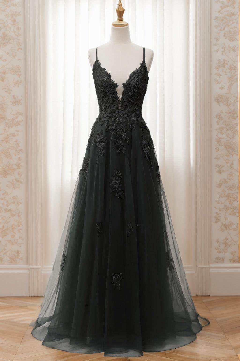 A-Line Sweep-Brush Train Tulle Prom Dress CS0463