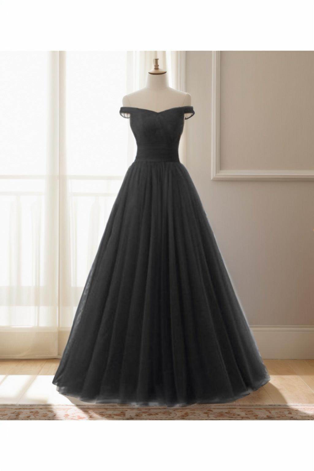 A-Line Floor Length Tulle Prom Dress CS0459