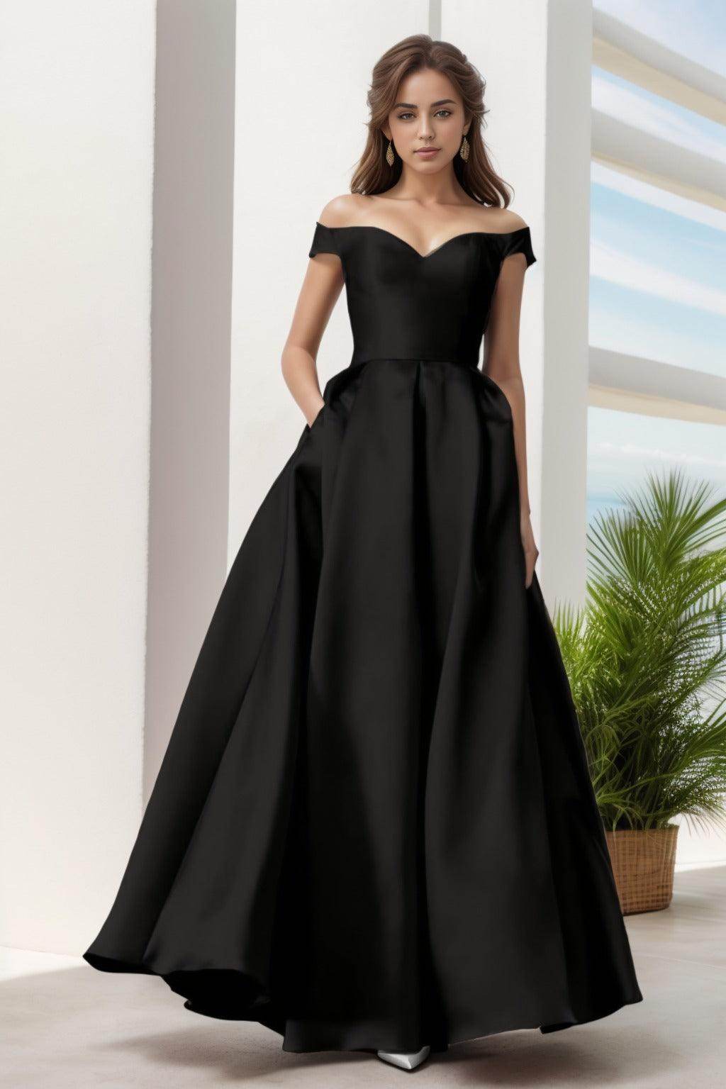 A-Line Floor Length Satin Prom Dress CS0408