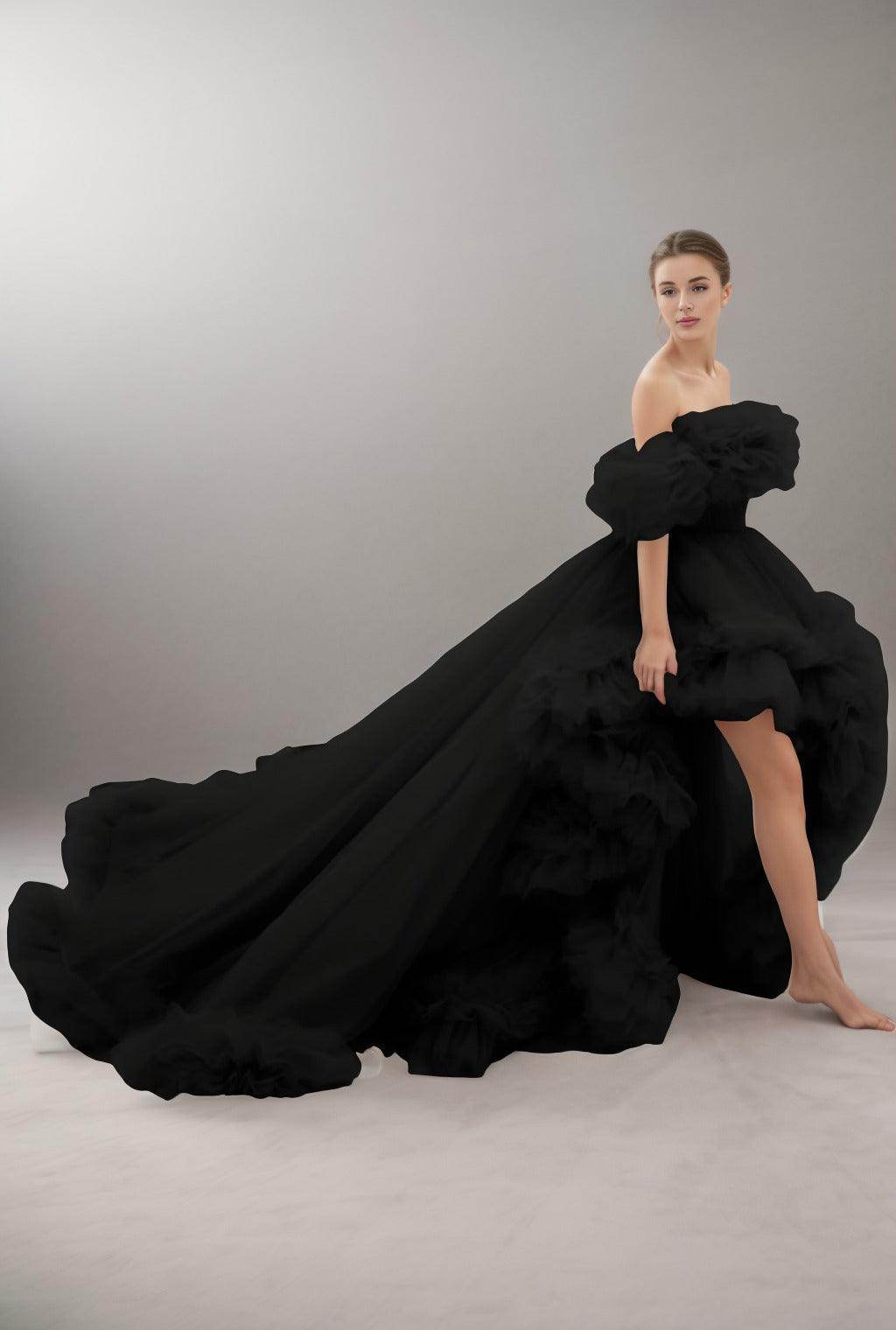 A-Line Court Train Tulle Prom Dress CS0406