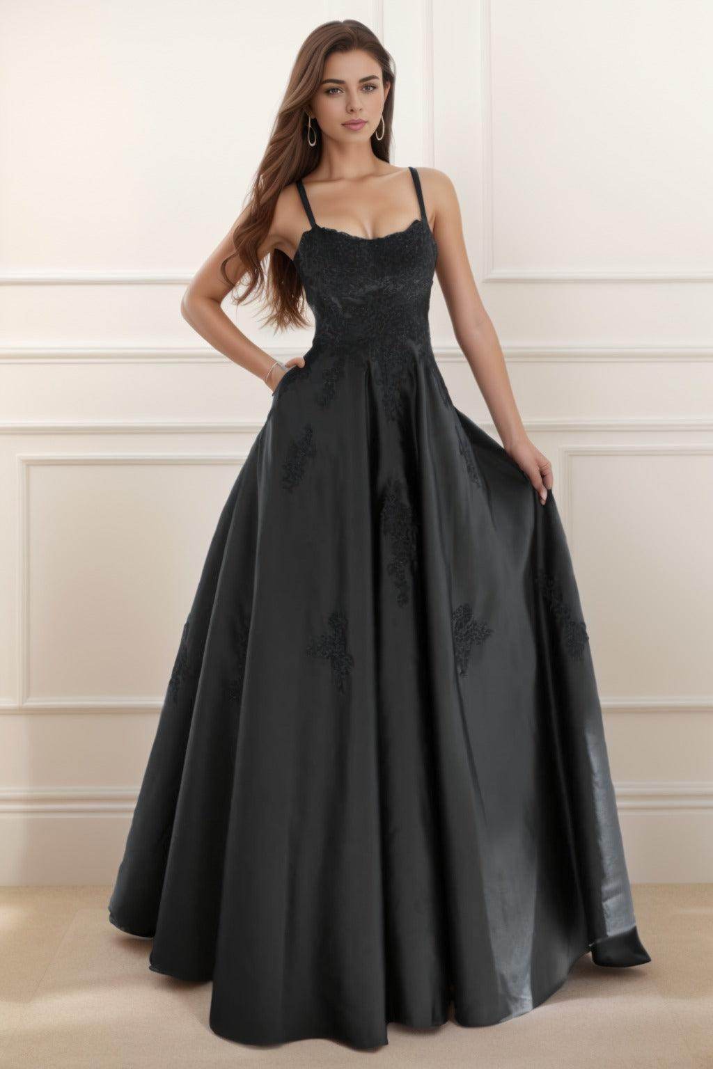 A-Line Floor Length Satin Prom Dress CS0458