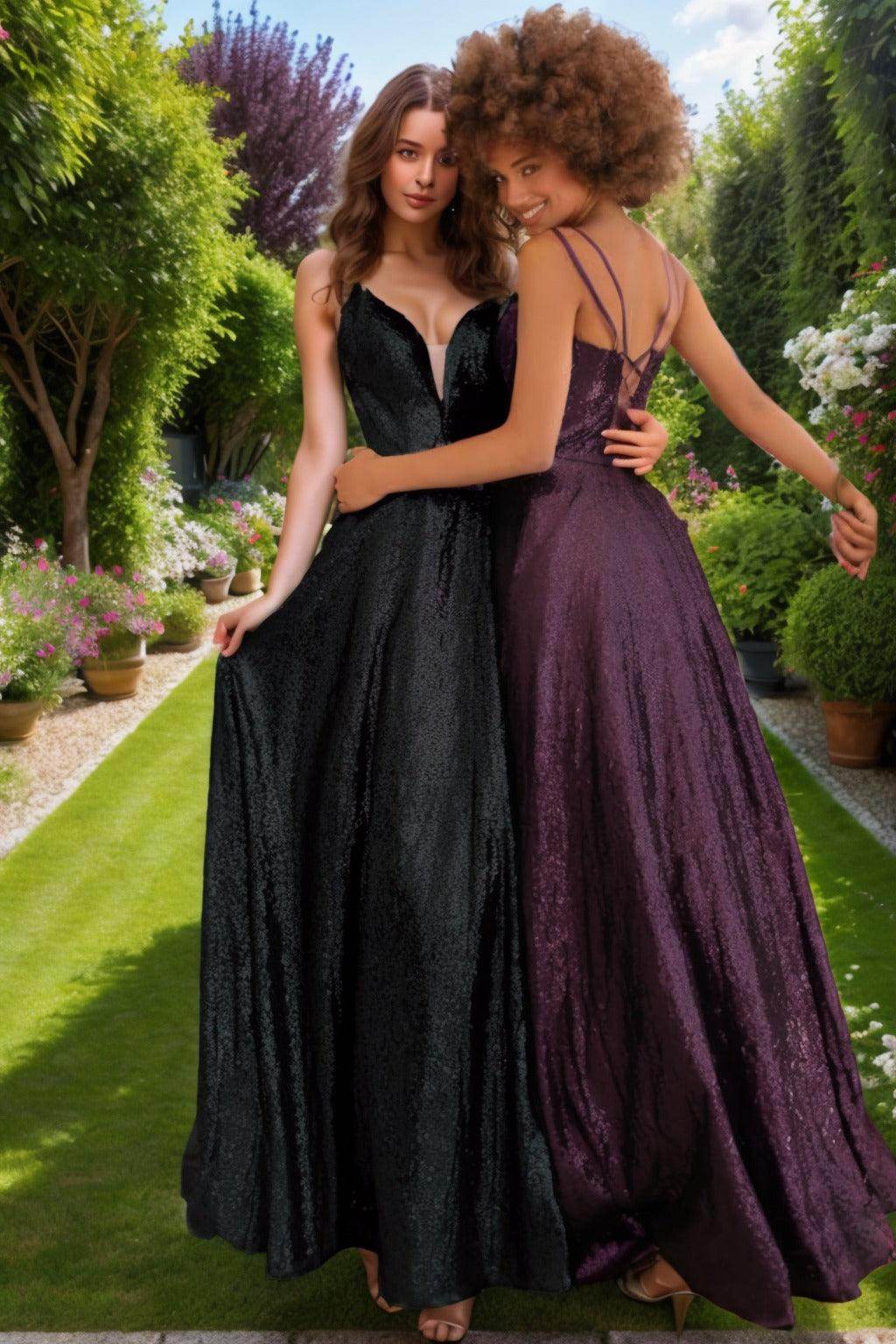 A-Line Floor Length Sequined Prom Dress CS0453