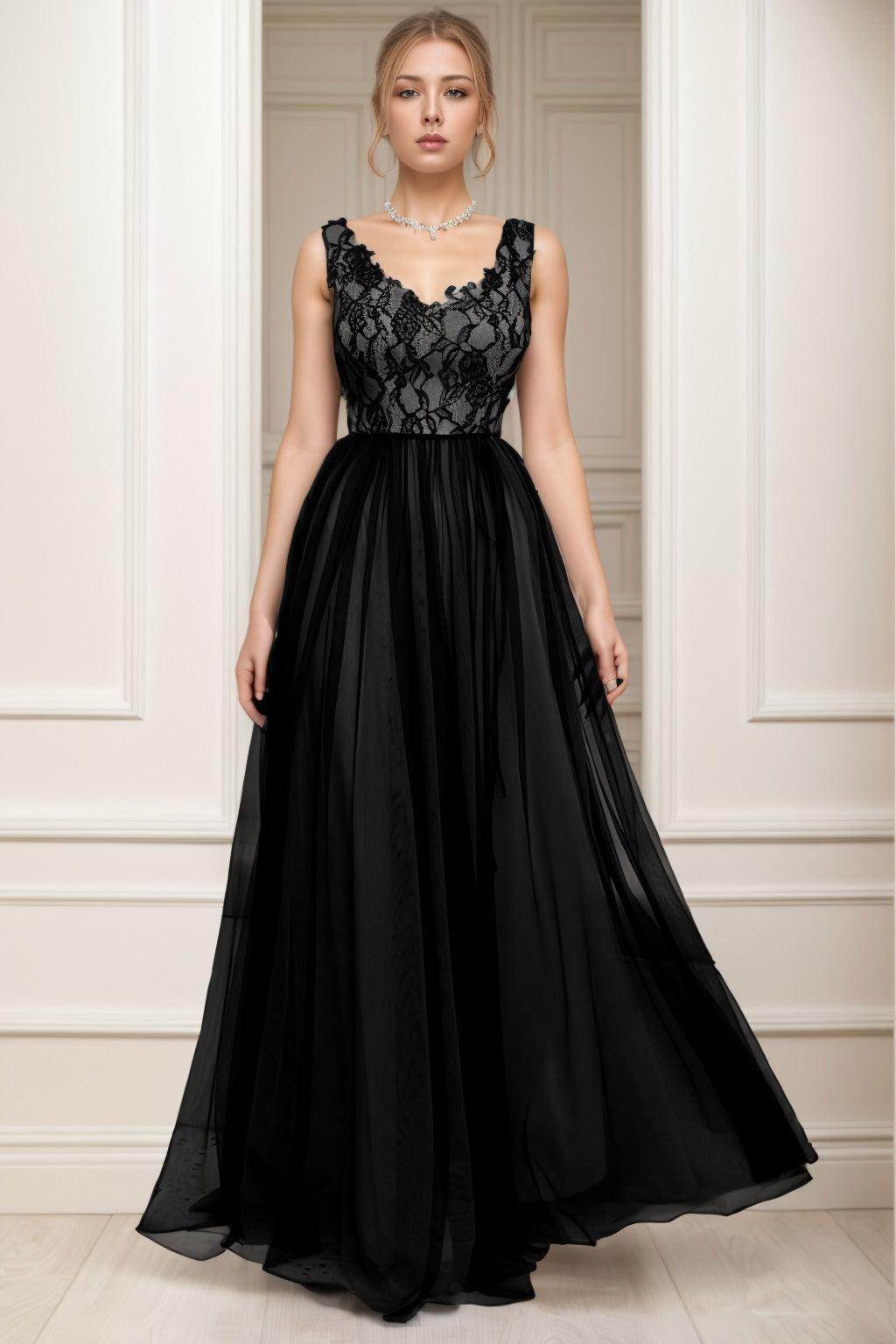 A-Line Sweep-Brush Train Tulle Prom Dress CS0466