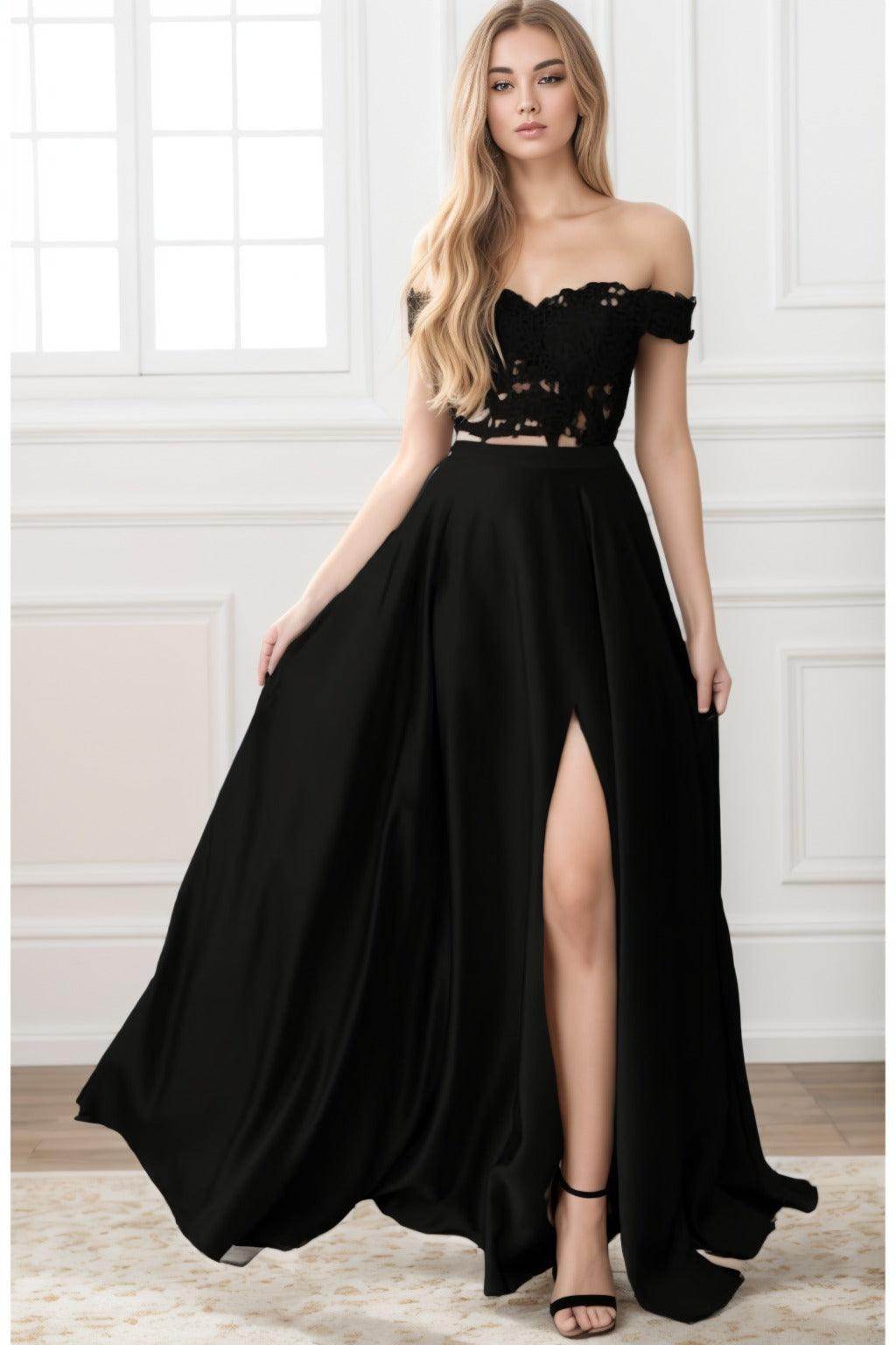 A-Line Sweep-Brush Train Elastic Satin Prom Dress CS0414