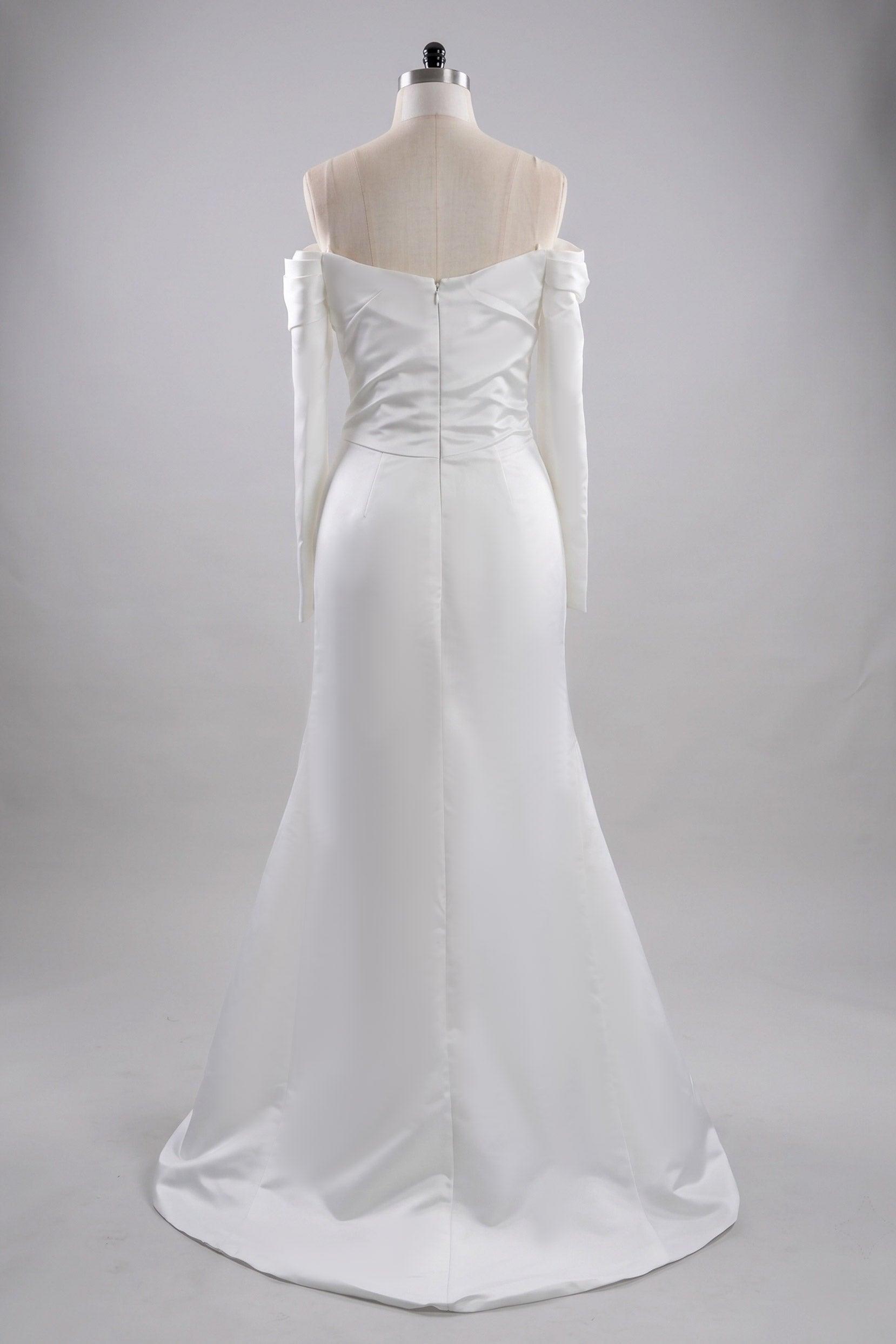 Sheath-Column Sweep-Brush Train Satin Wedding Dress 851237427674