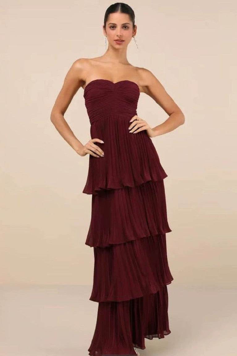 A-line Maxi Pleated Satin Formal Evening Dresses 847845179738