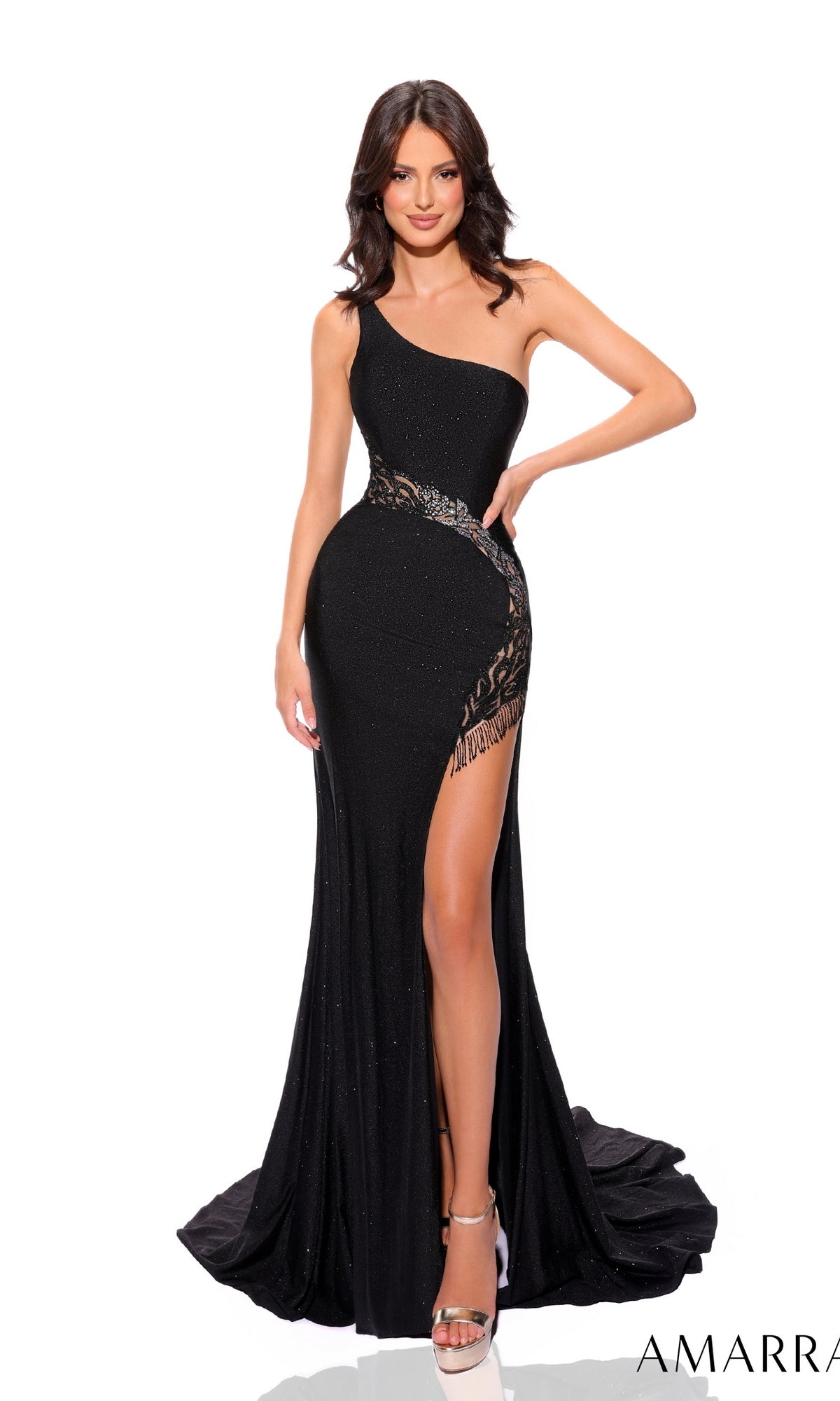 Amarra One-Shoulder Cut-Out Long Prom Dress 88791