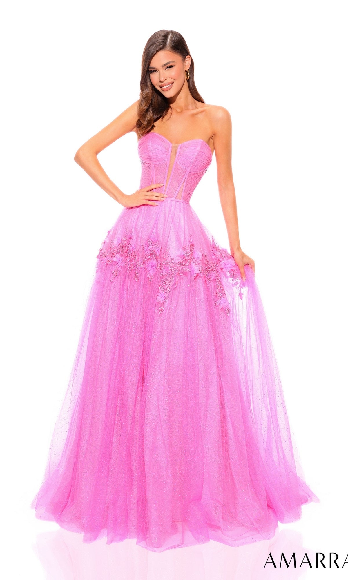 Amarra Strapless Long Glitter Prom Ball Gown 88874