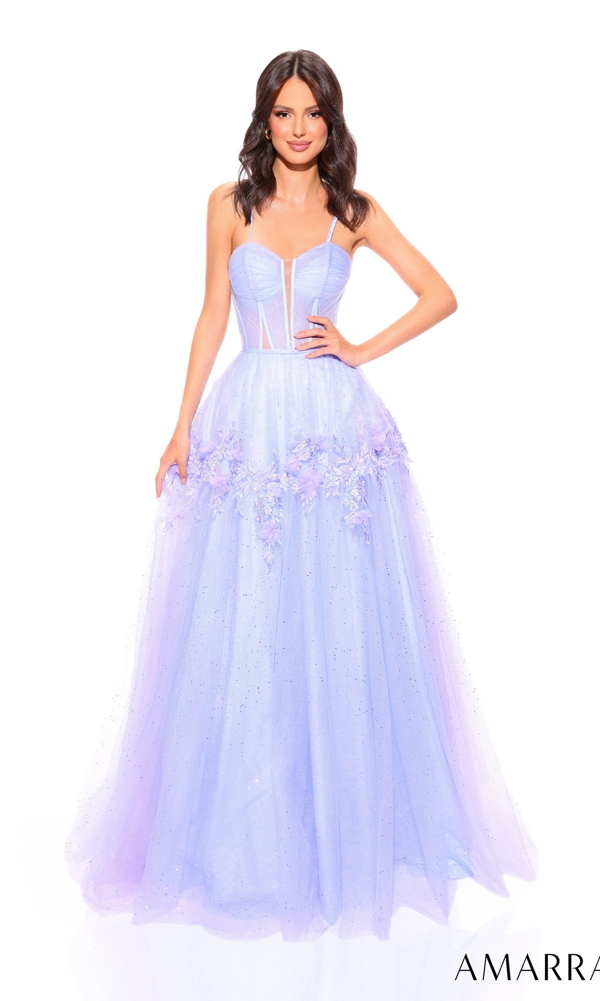 Amarra Strapless Long Glitter Prom Ball Gown 88874