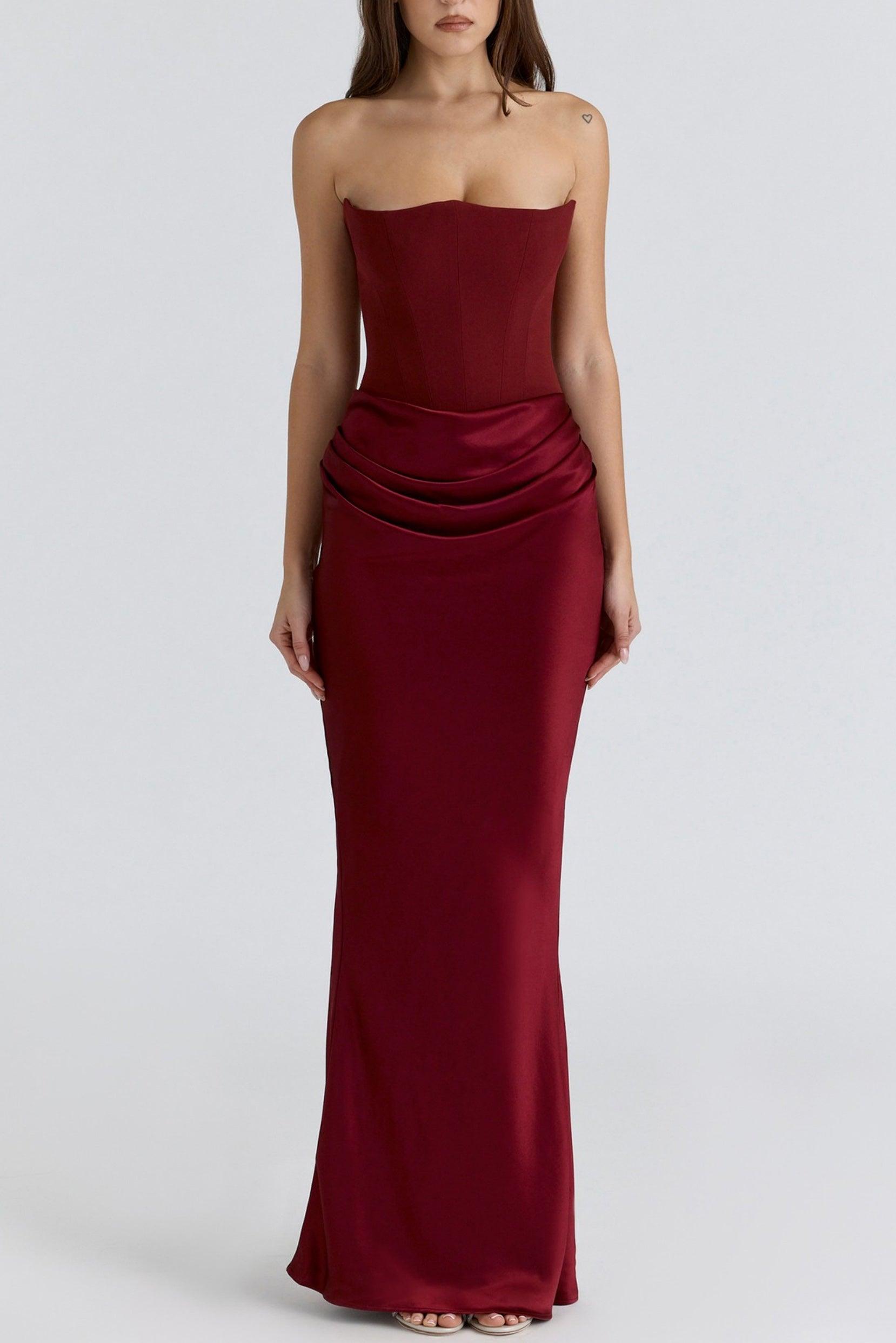Sheath-Column Maxi Satin Dress 890654168879