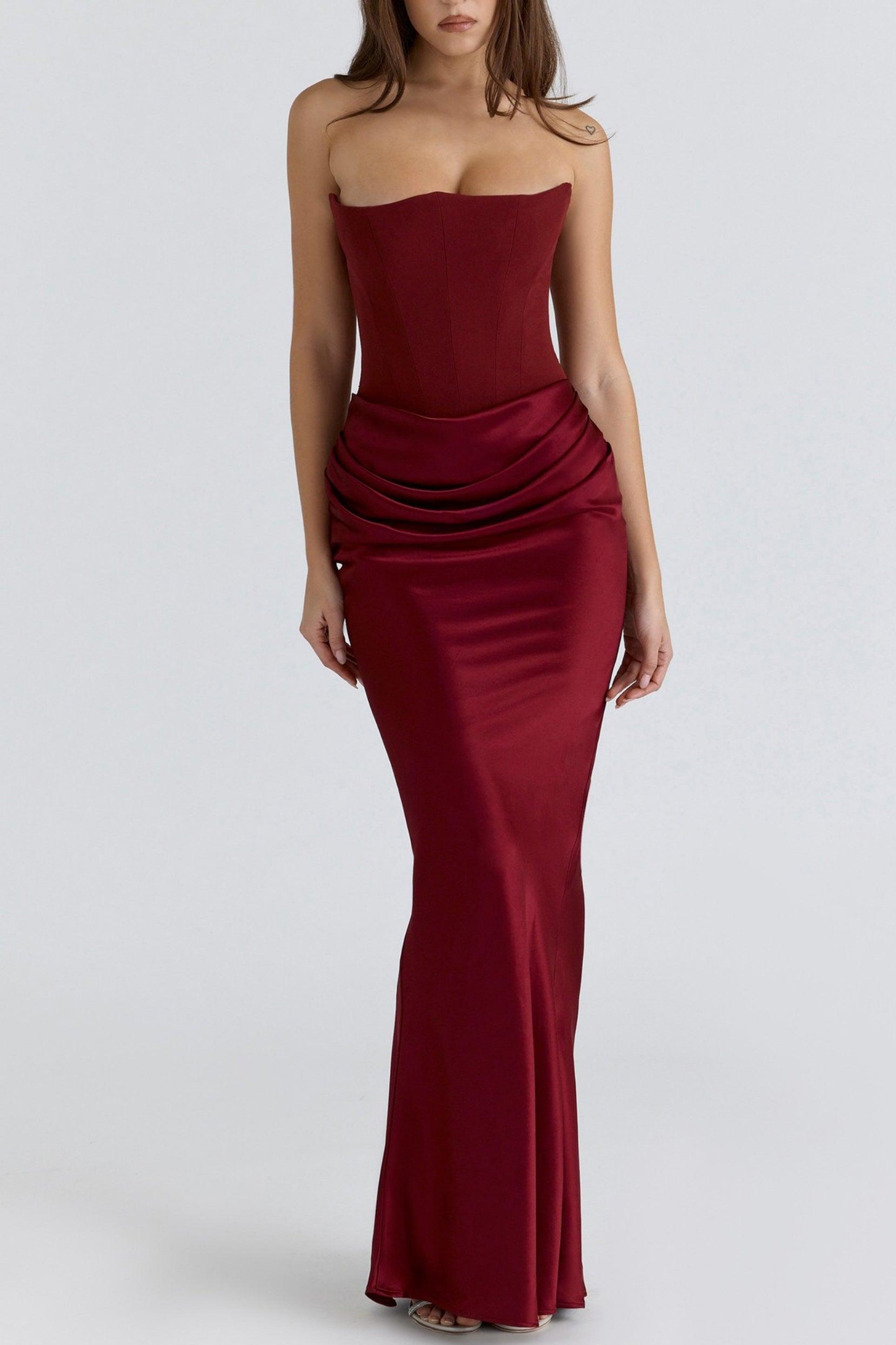 Sheath-Column Maxi Satin Dress 890654168879