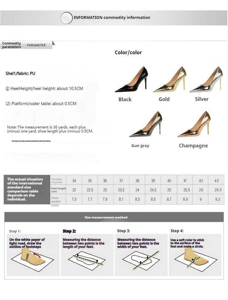 Gold Faux Leather Pointy Stiletto Heels 666858462308