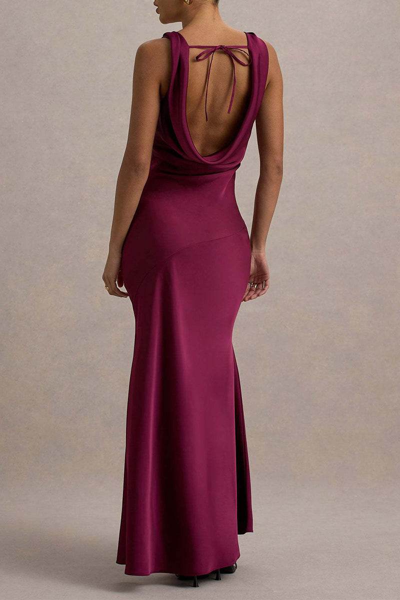 Trumpet-Mermaid Maxi Luxe Satin Semi-Formal Dresses 895917818892