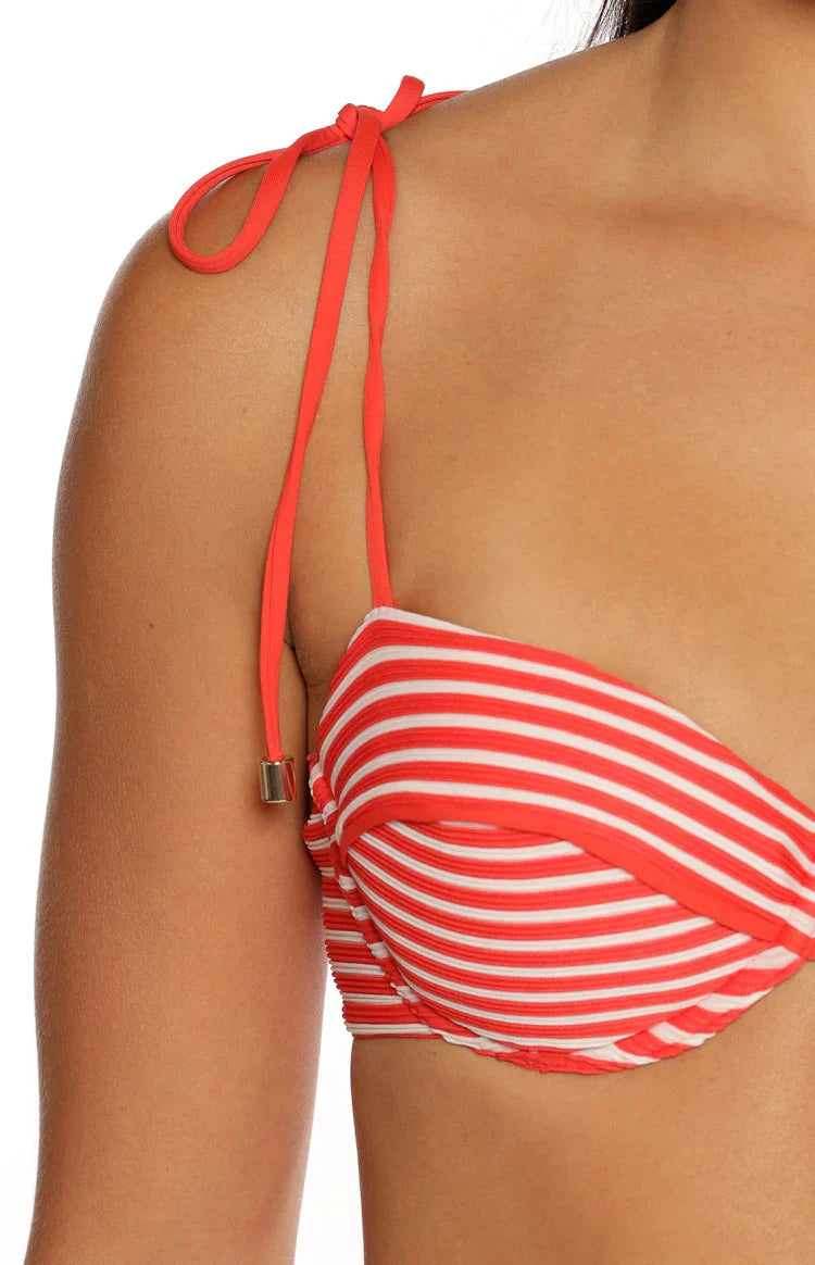 9.0 Swim Bianca Red Stripe Bikini Top