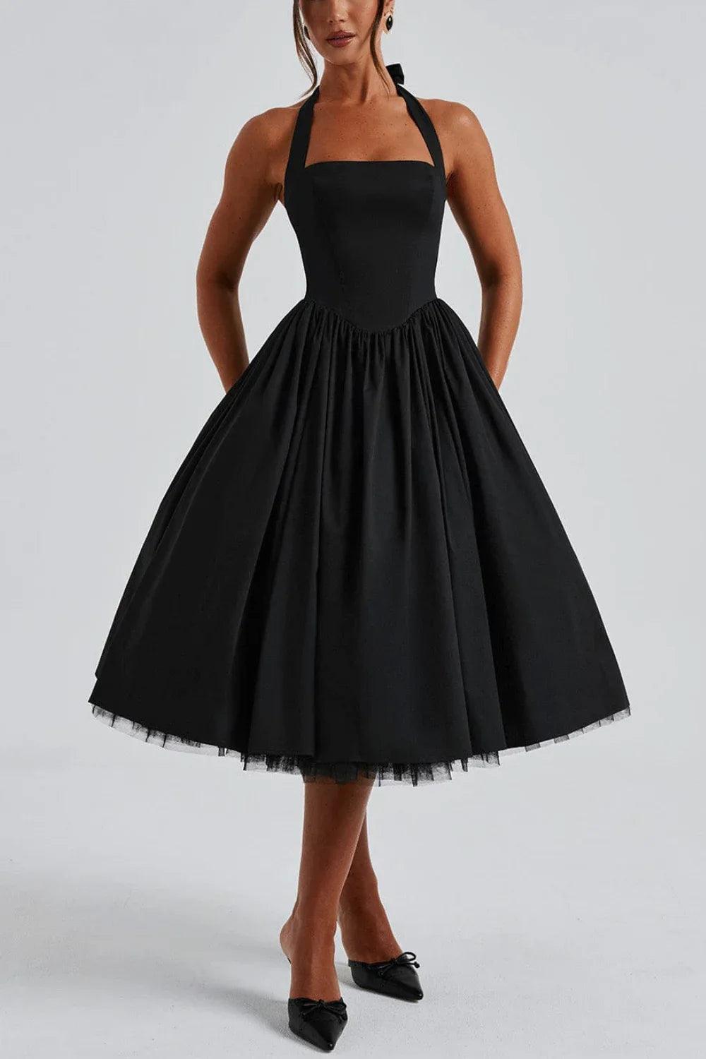 A-Line Midi Satin Formal Evening Dresses 848413339701