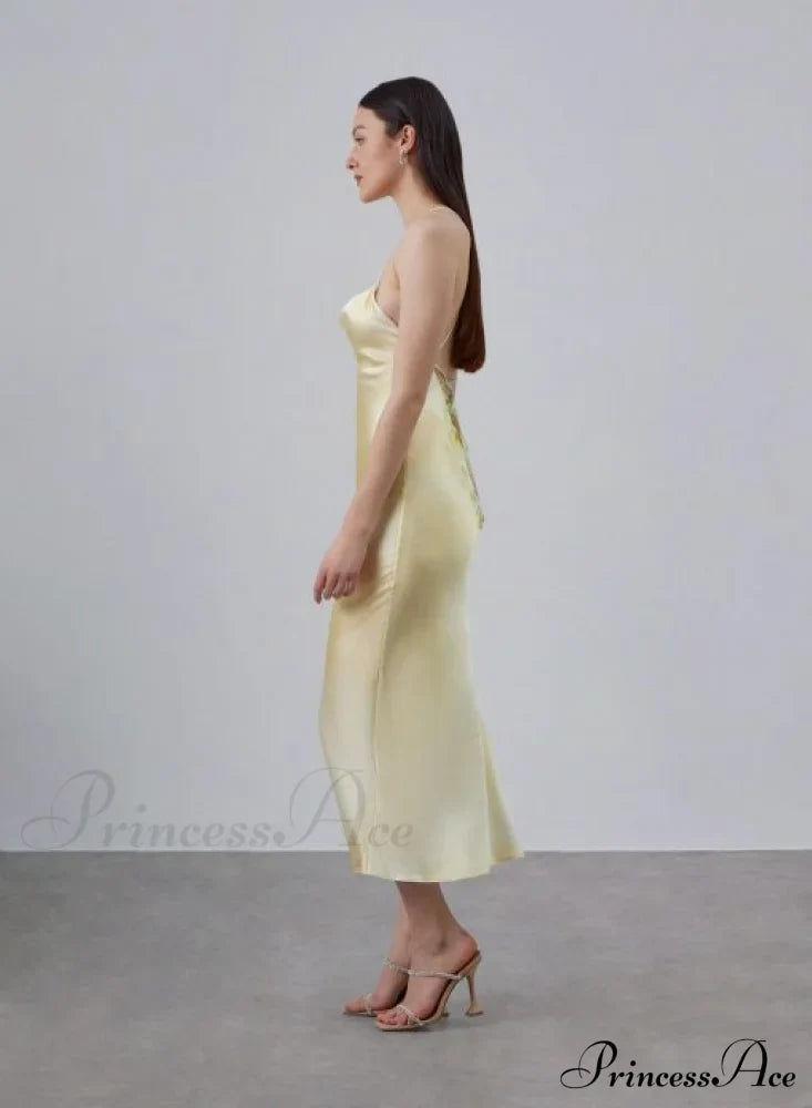 90s Forever Cowl Neck Graceful Maxi Silk Slip Dress