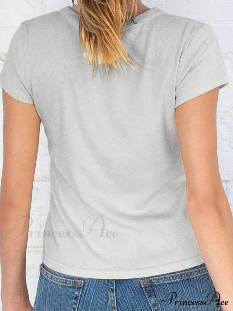 90s Short Sleeve Trendy Crop Blouse - Black