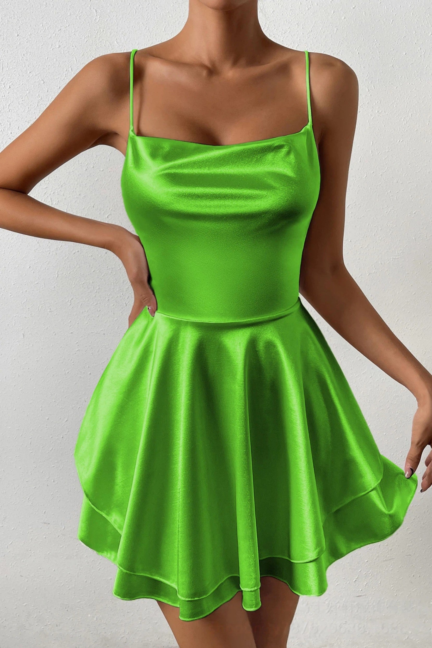 Short Mini Spaghetti Spandex Satin Cocktail Guest Dresses 911969027491