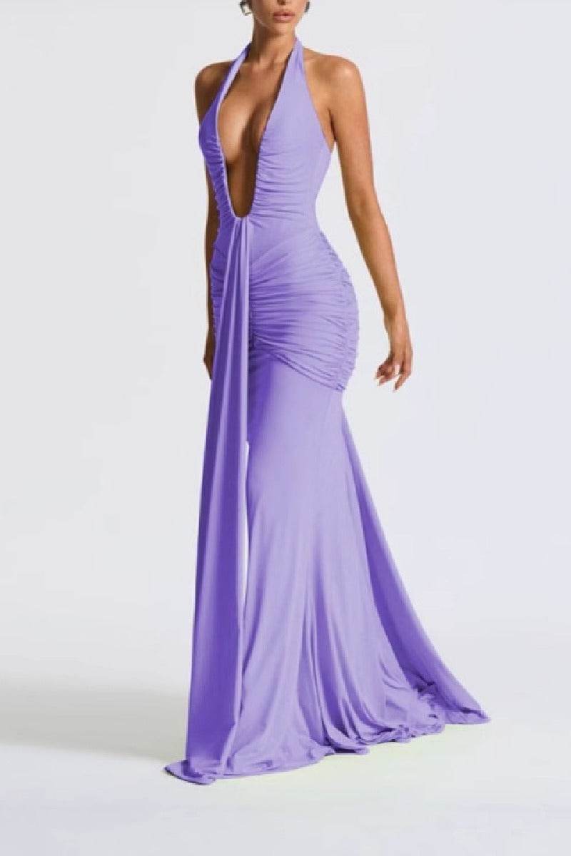 Mermaid	Maxi Knitted Semi Formal Wedding Guest Dresses 917018224683