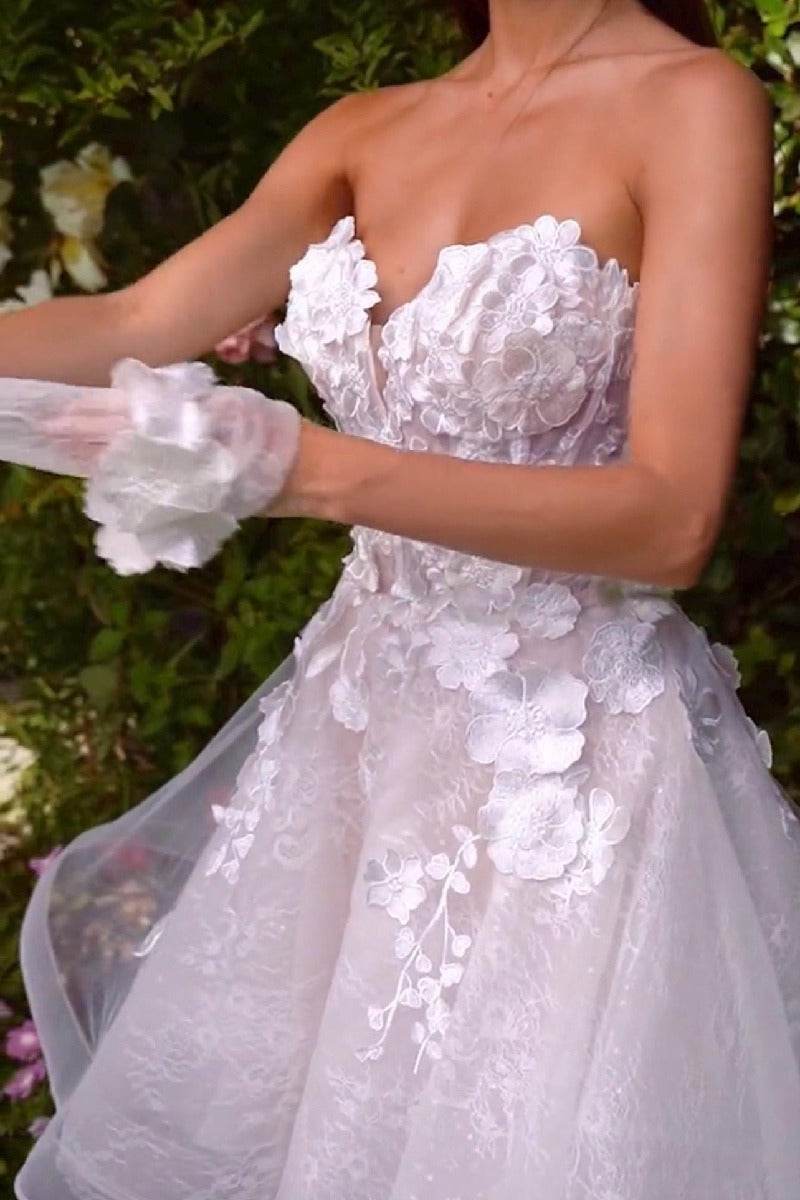 A-Line Short-Mini Lace Tulle Little White Dress 100027