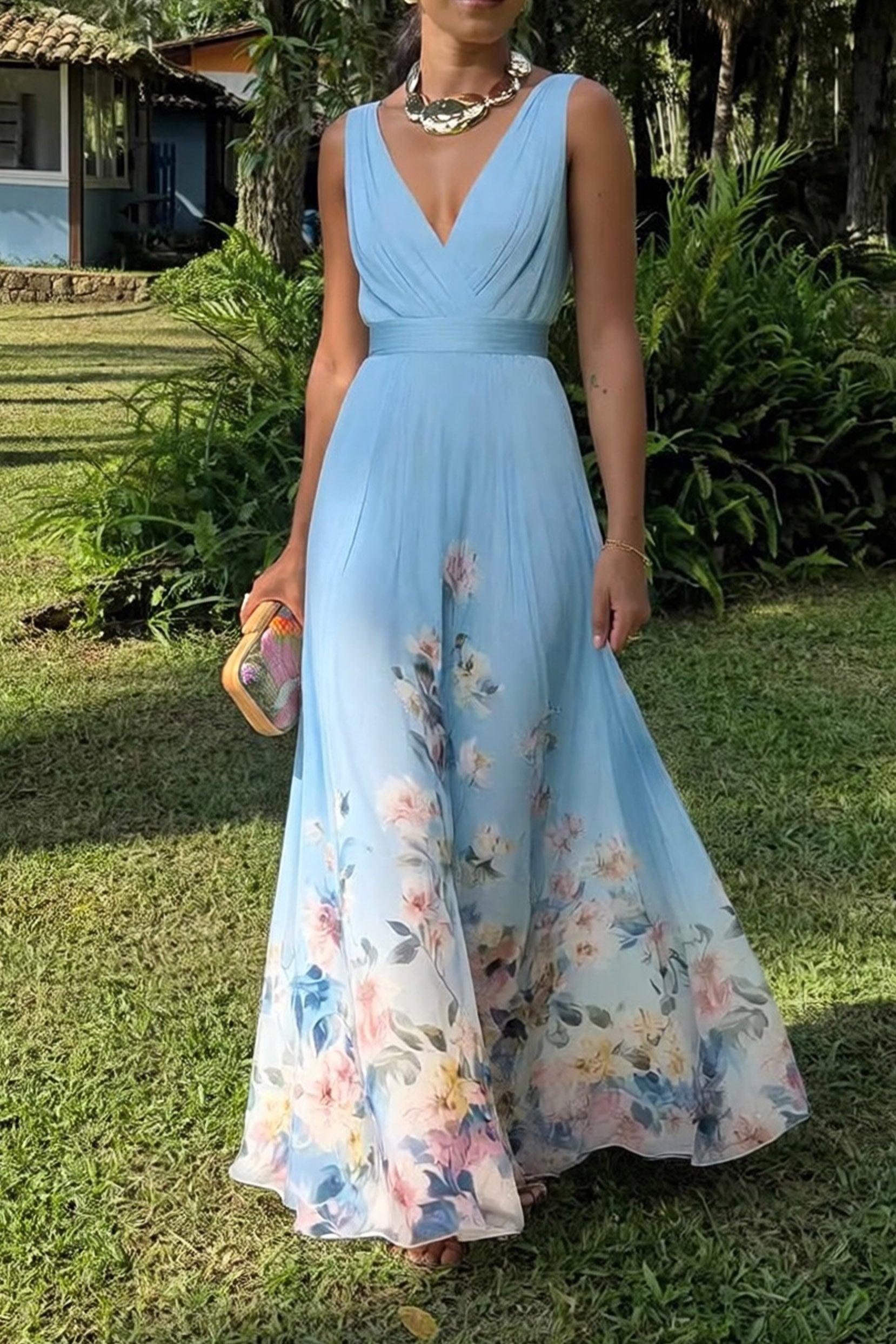 A-Line Tea Length Chiffon Wedding Guest Dress 922638194251